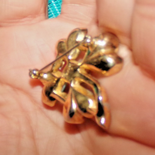 Jaw dropping and unusual 4 leaf clover shaped pin signed Crown Trifari-OMG!!