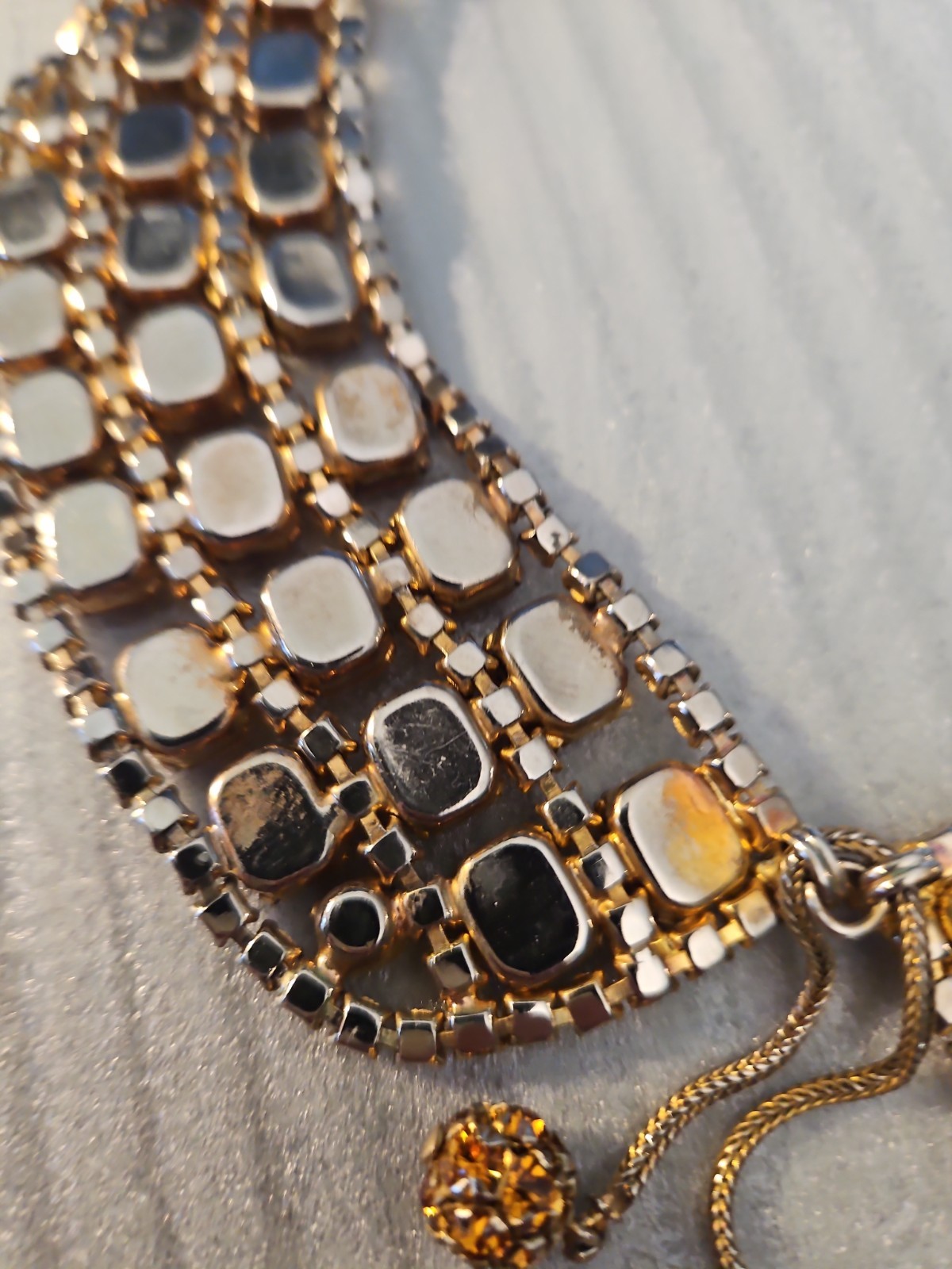 Gorgeous Estate Sale Find Vintage Citrine Collar Deco Style “Costume” Necklace!!