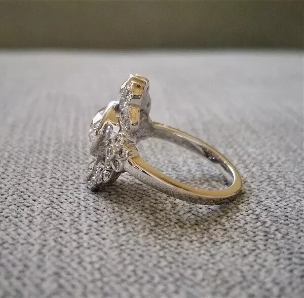 Art Deco Style 2.5Ct Round Cut Lab Created Diamond 925 Silver Engagement Ring