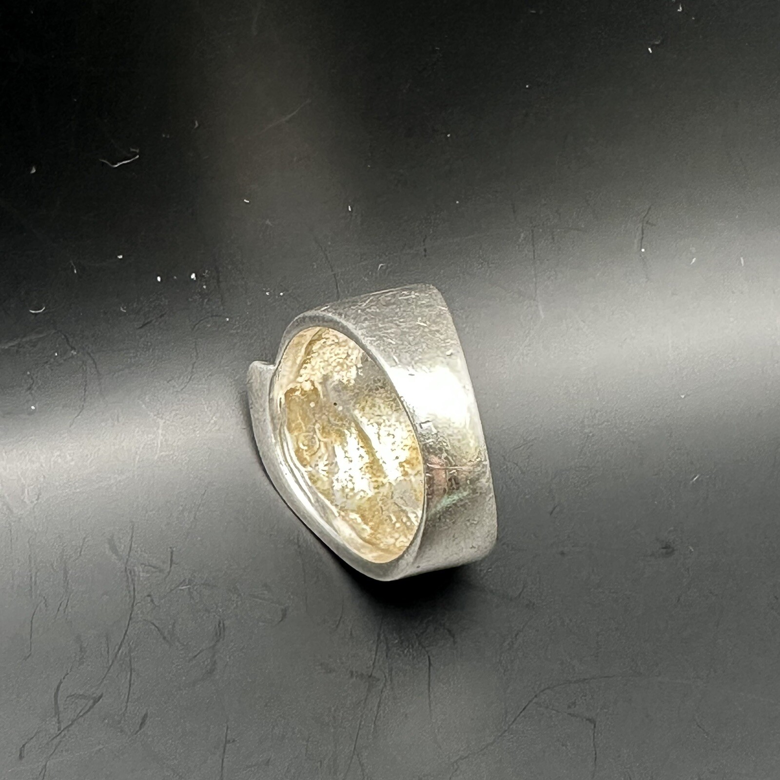 Modernist Smooth Ring Vintage Signed Italy 925 Sterling Silver Size 7.75