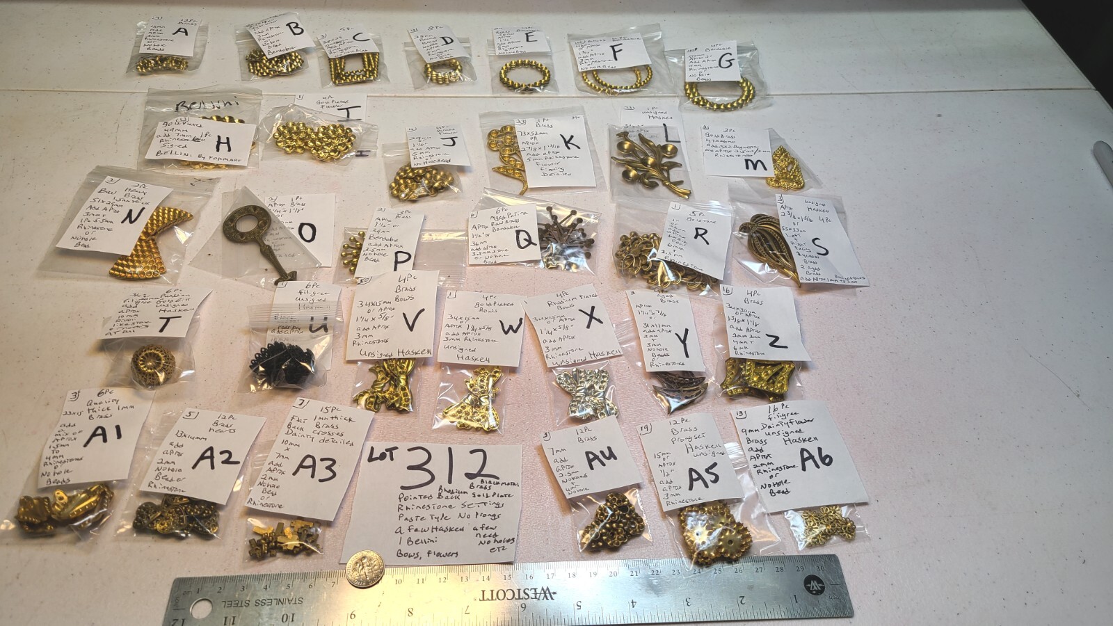 Lot 312 Round Brass Rhinestone settings Crafts Design Repair Miriam Haskell More