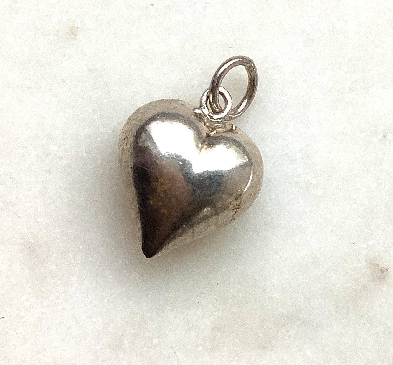 Vintage Sterling Puffy Heart Photo Locket Silver 925 Pendant Small Heart Charm