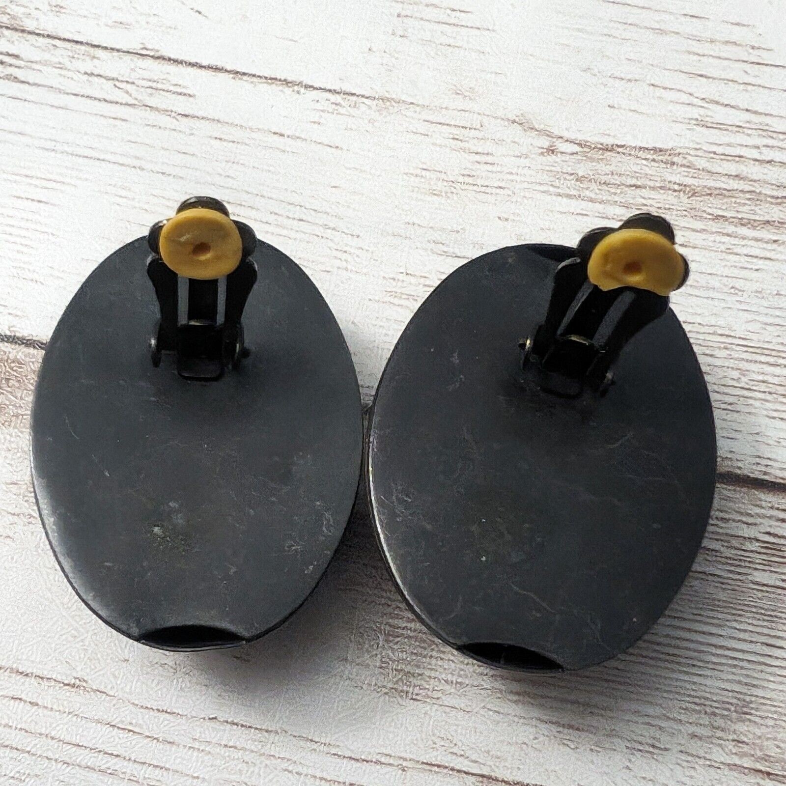 Vintage Clip On Earrings – Extra Large Metal Dark Brown & Brass Tones