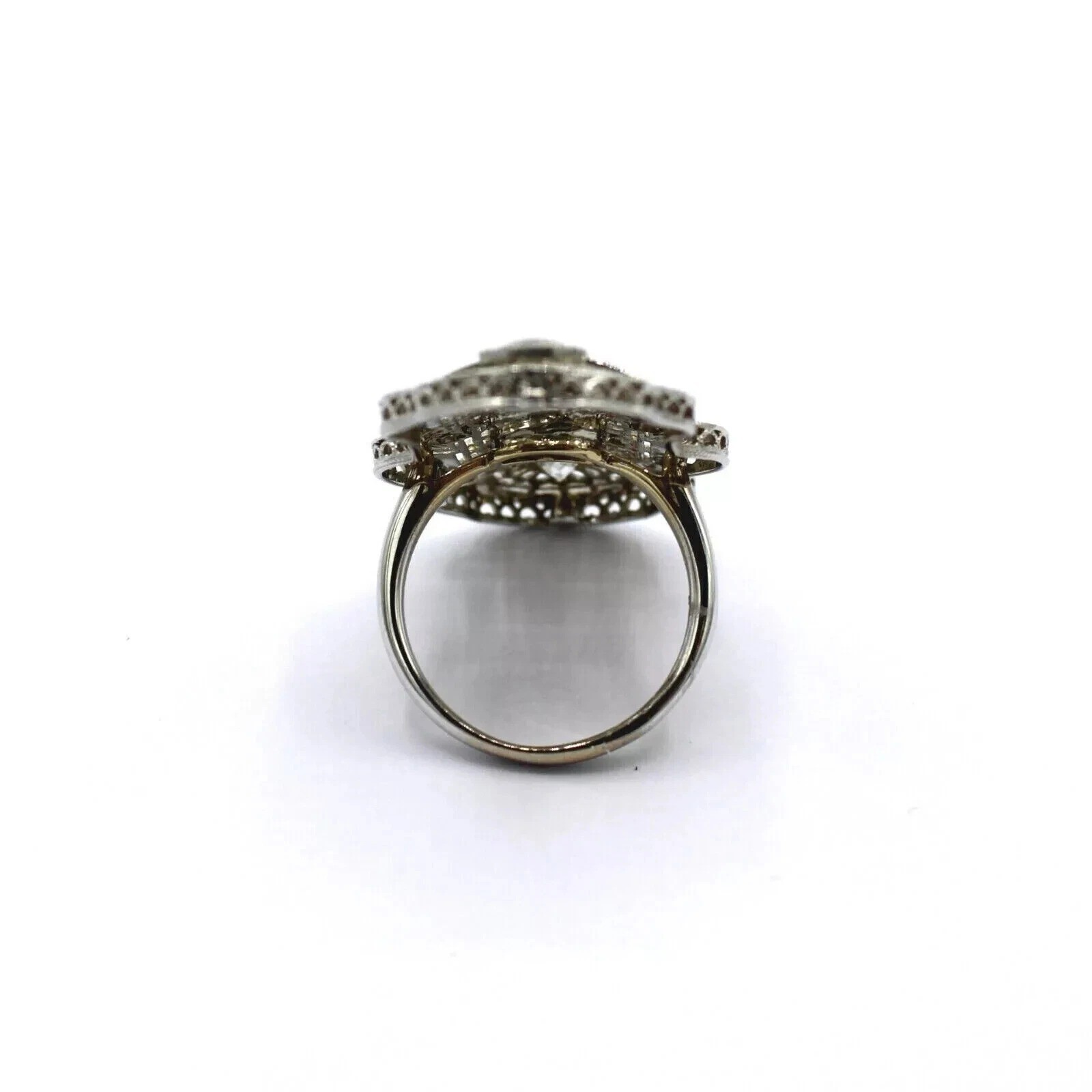 Art Deco Vintage Style 3.2Ct Lab Created Diamond 14K White Gold FN Filigree Ring