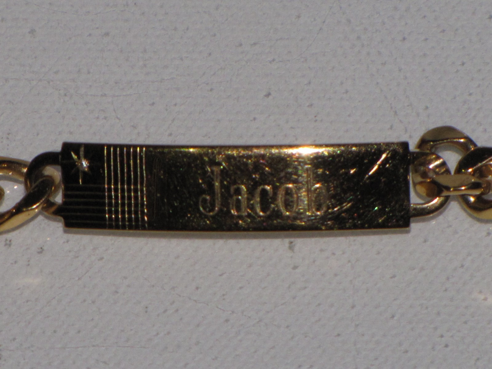 Vintage Speidel USA Personalized ID Bracelet Gold Tone Diamond Accent Mens