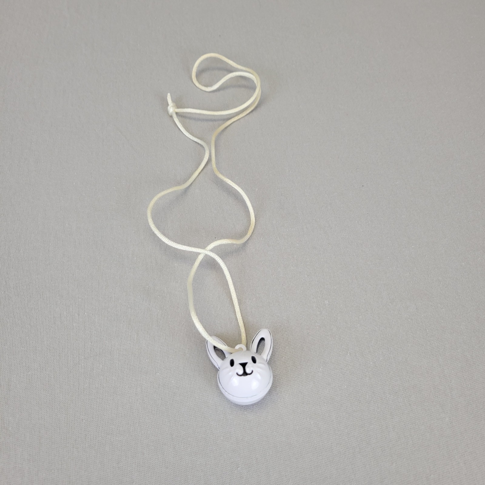 Bunny Rabbit EASTER RATTLE/BELL NECKLACE on Cord Vintage
