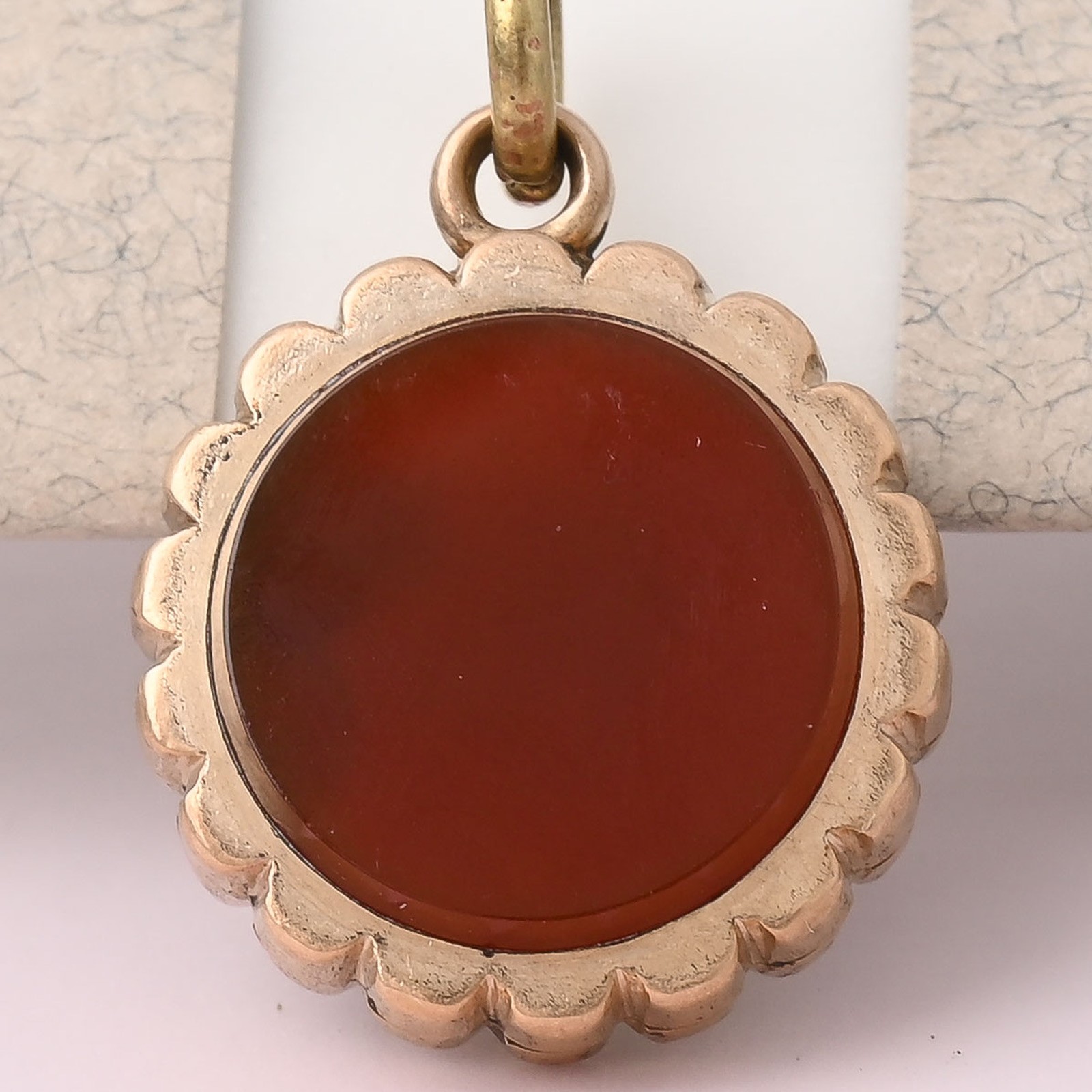 Antique Victorian Carnelian Tiger’s Eye Double Sided Gold Filled Charm Pendant