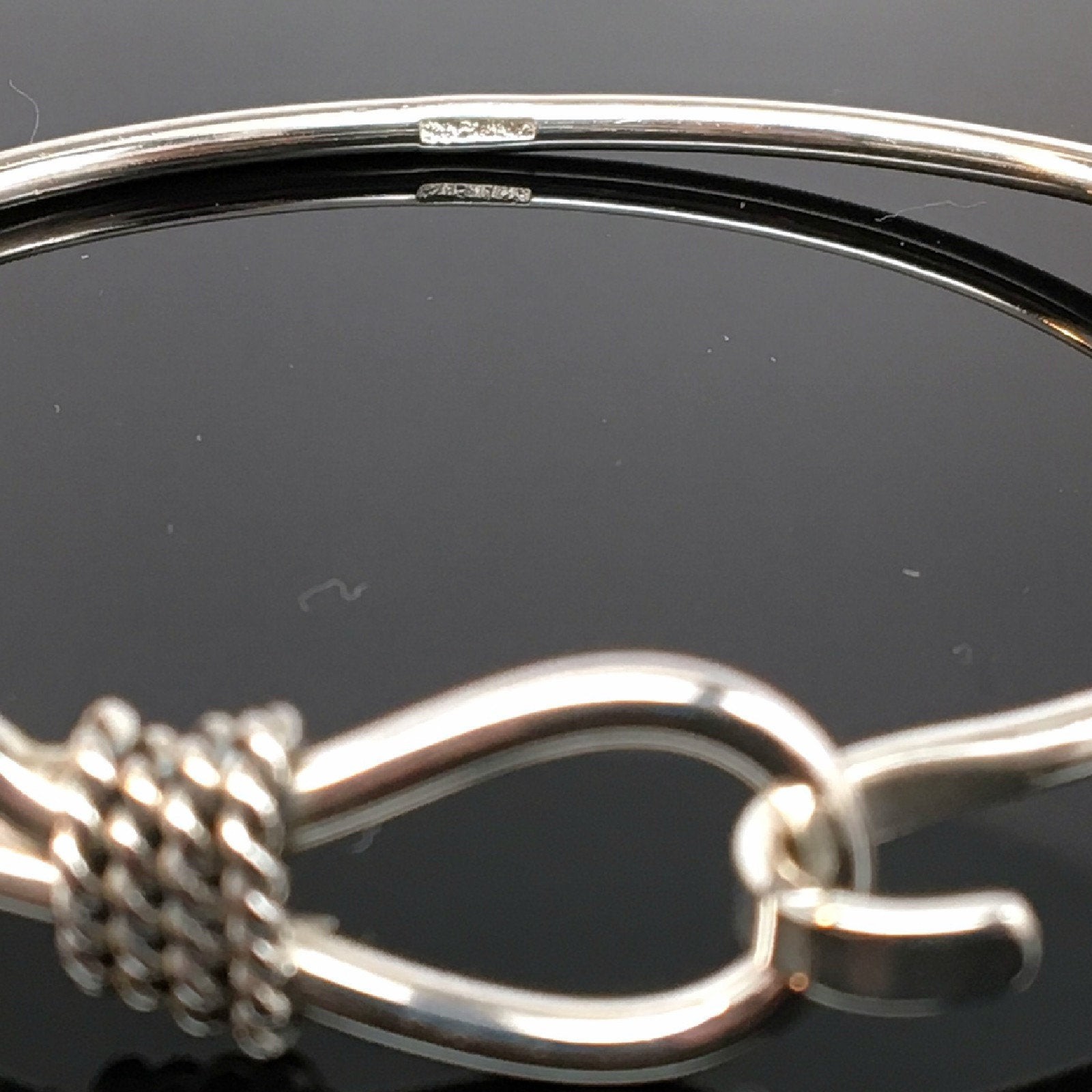 Sterling Silver Lariat Rope Bangle Charm Bracelet Western Rodeo Cowgirl Jewelry