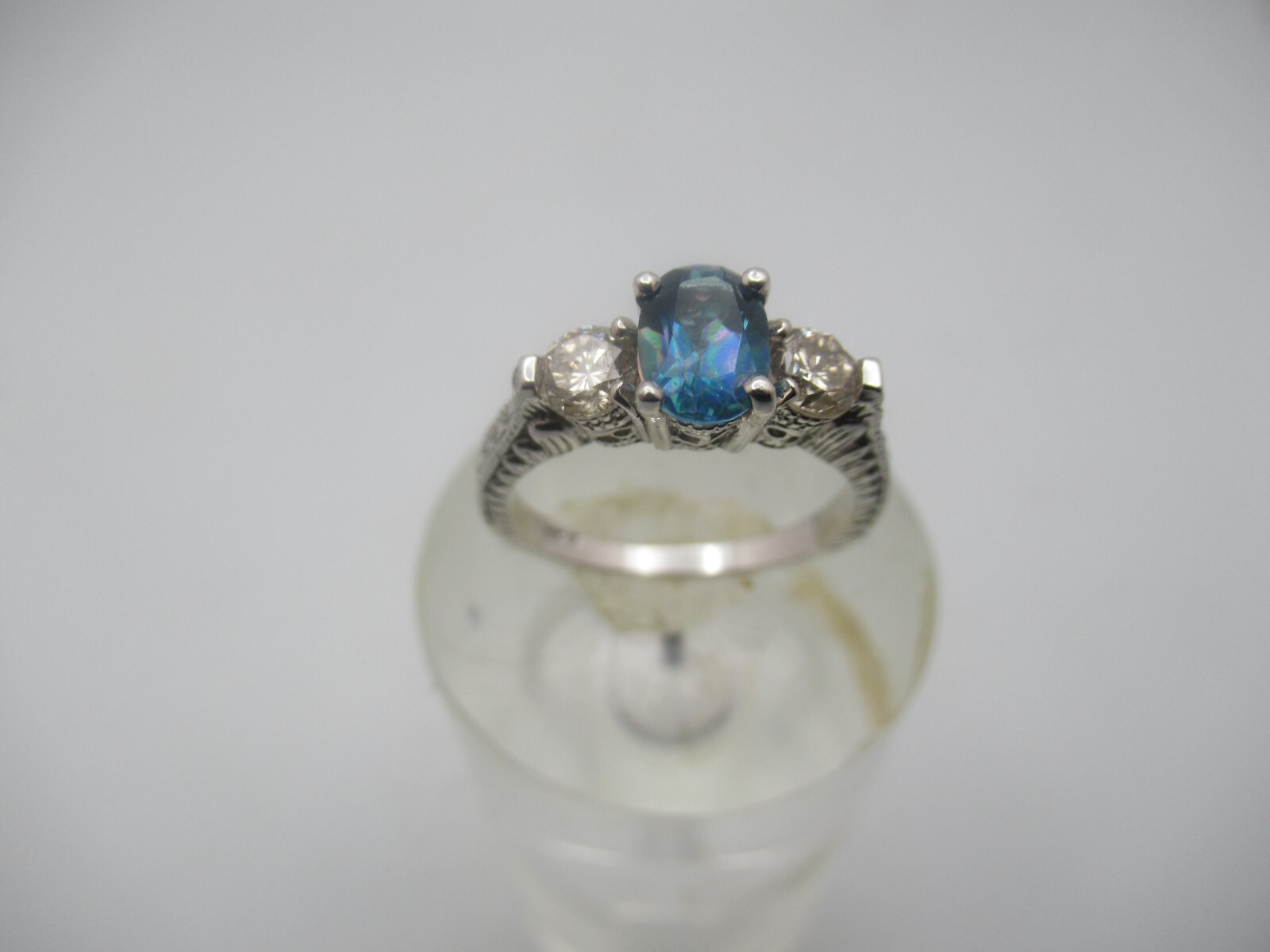14Kt. White Gold Topaz and Diamond Ring