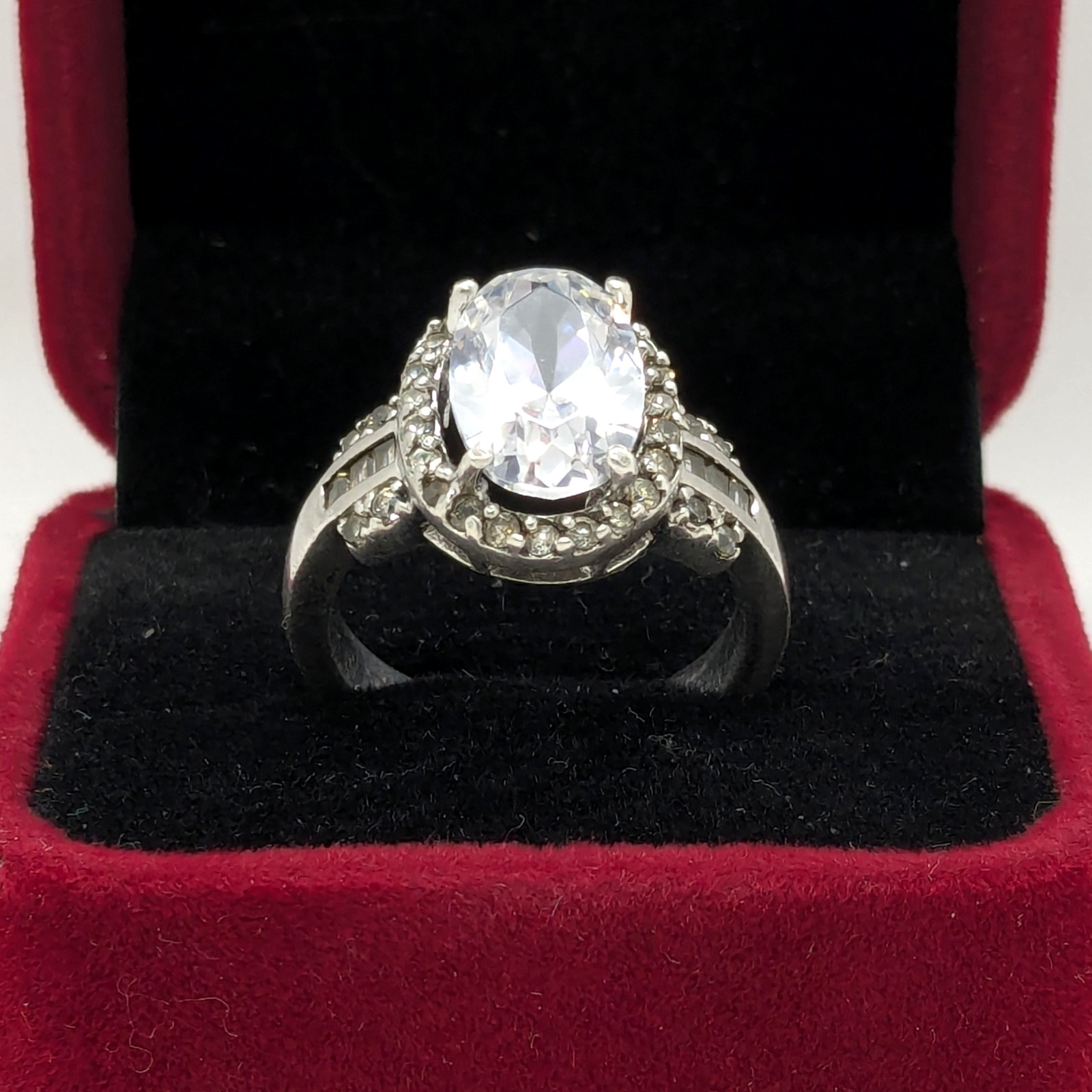 Vintage Elegant RING Silver 925 with Big Bright Stone -size: 8.25US (18mm) | #91