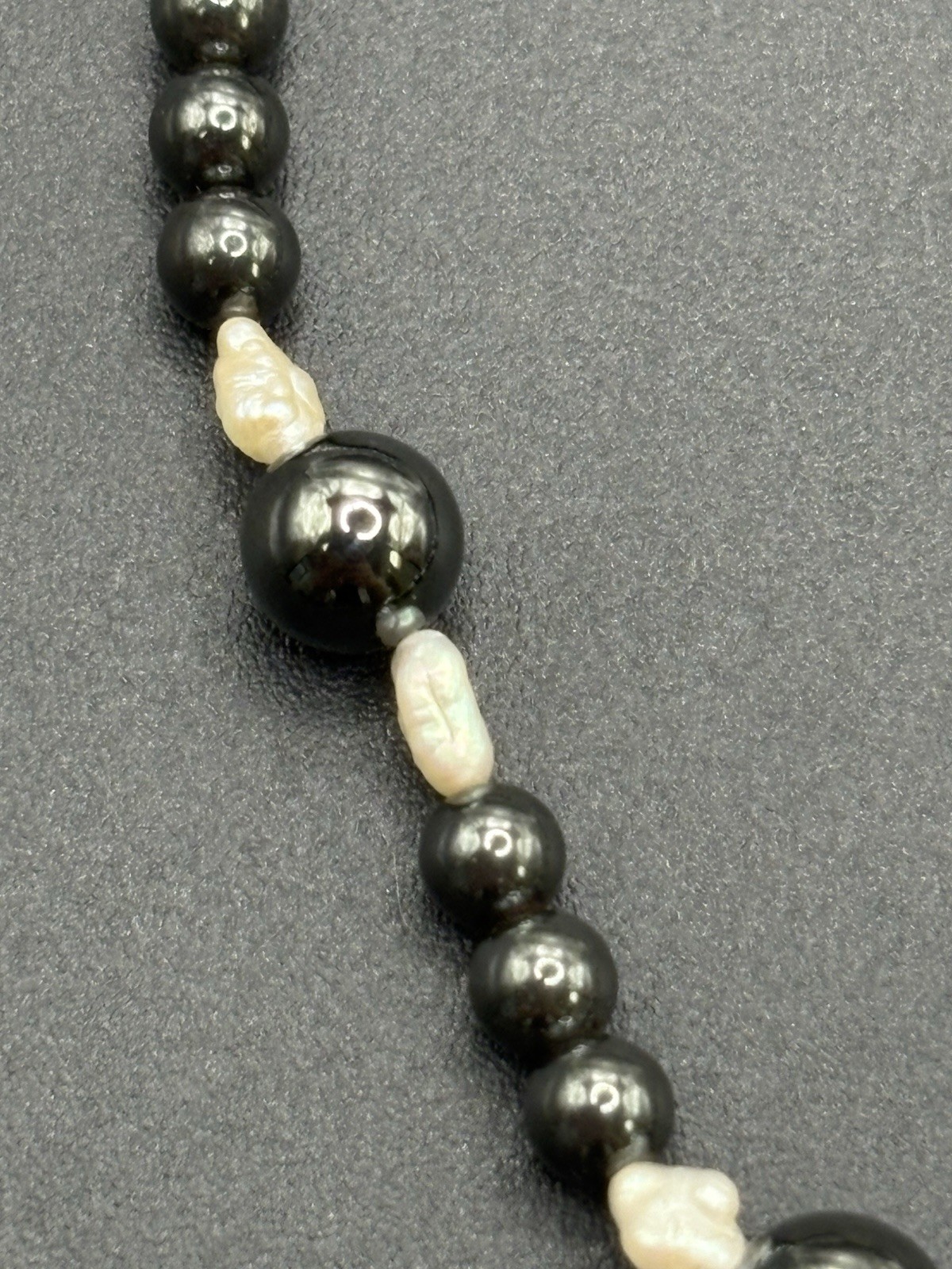 7.5″ Vintage Sterling Silver Hematite Pearl Bracelet 925 B5