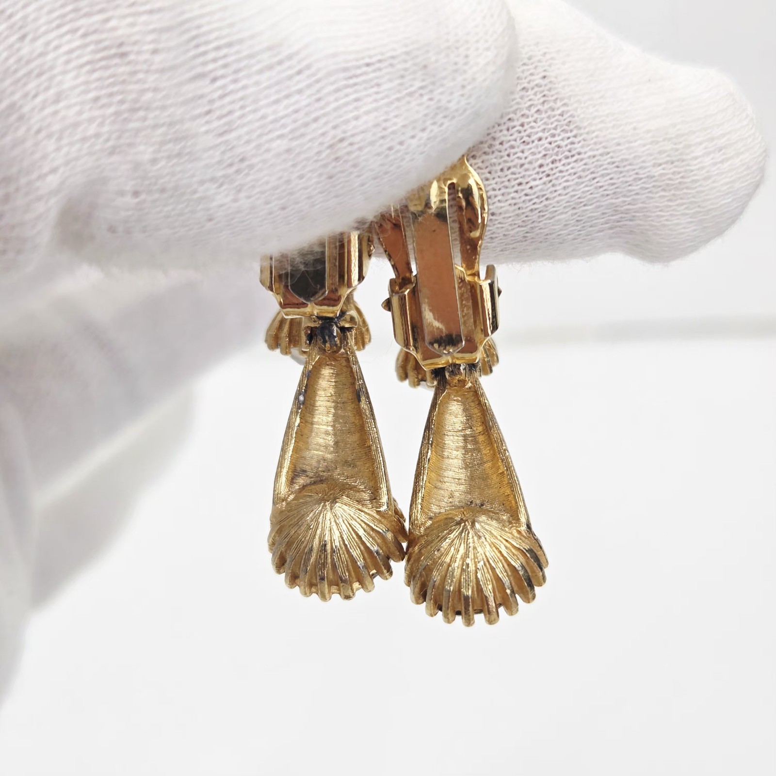 Vtg Parklane Parure Necklace Bracelet Clip-On Earrings Set Textured Gold Tone