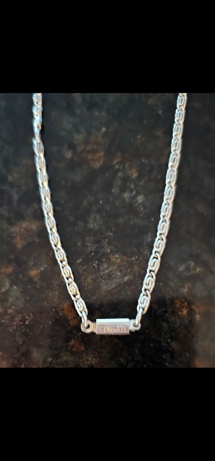 Chain Necklace Silver Tone Marked Germany Fold Over Clasp 18″