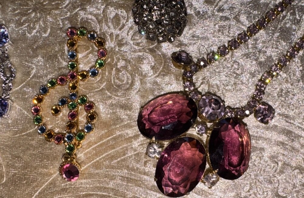 Julianas Art Deco Garnets Kramer Weiss Glowers Vtg SETS Rhinestone Jewelry Lot