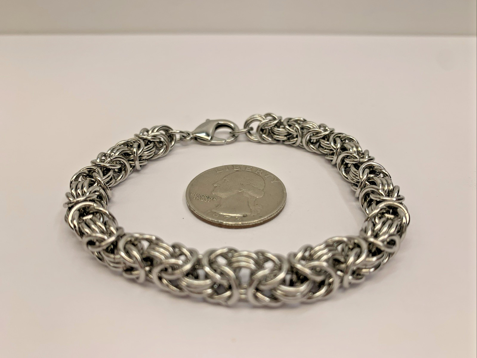 AK Turkey Stainless Steel Byzantine Chain Link Vintage Bracelet 8”