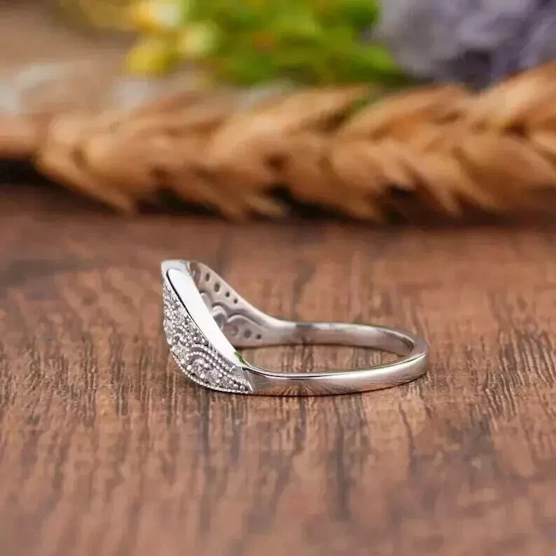 Art Deco Style Lab-Created Diamond Valentine’s Day Gift 14K White Gold FN Ring