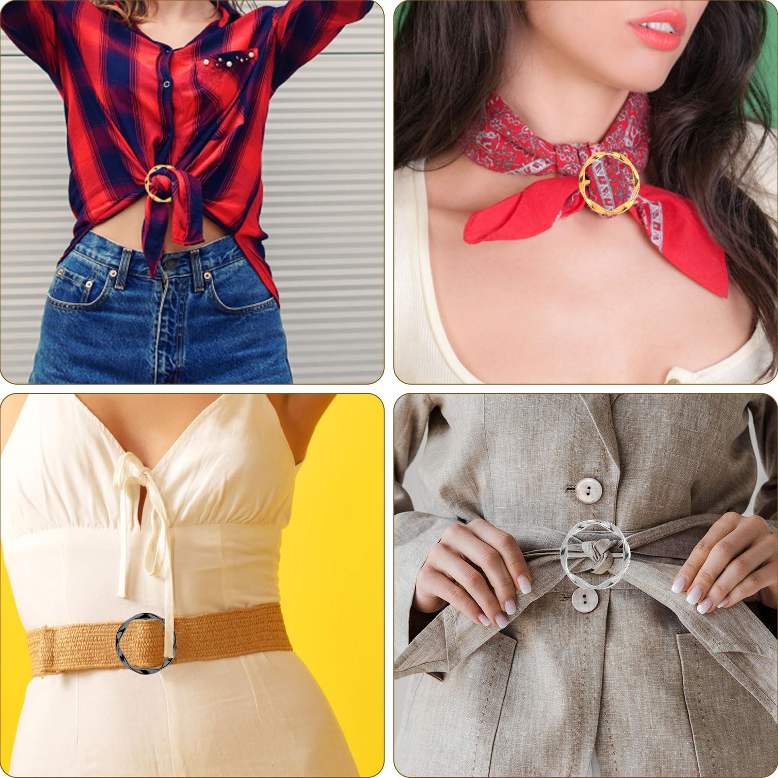 5pcs Scarf Ring Clips, Alloy Metal in 5 Colors Medium, Colorful