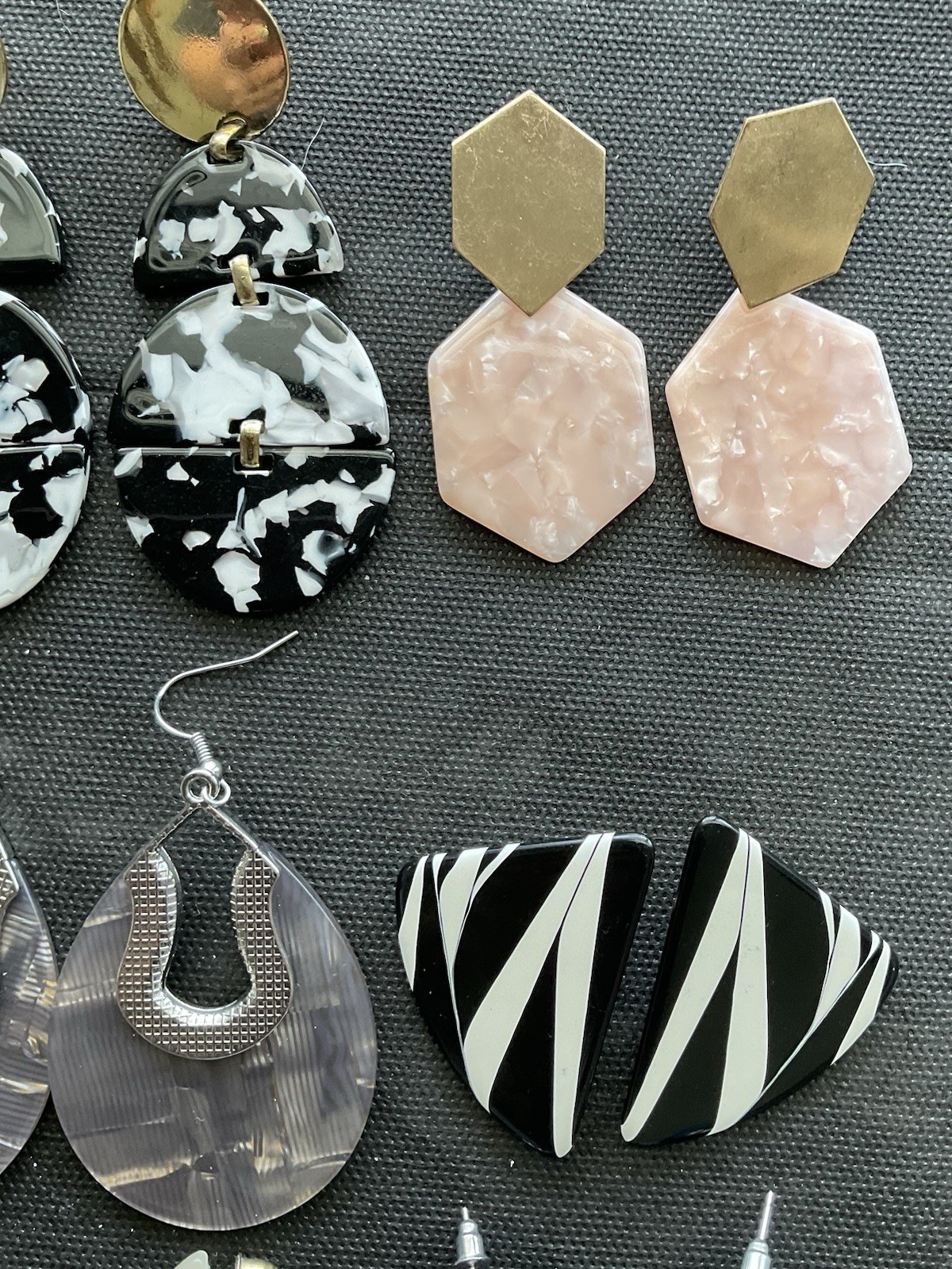 Lot Of 9 Pairs Vintage Acrylic Plastic & Resin Earrings Assorted Colorful Fun