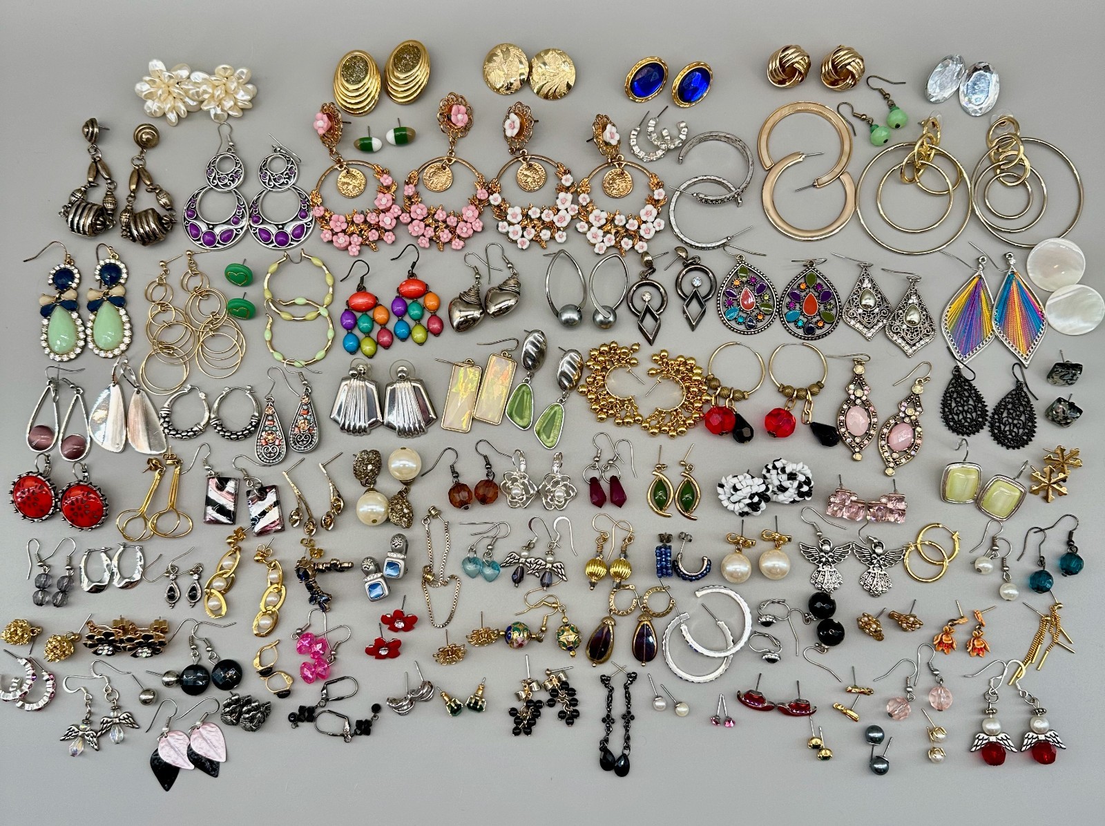 Vintage to Modern Pierced Earrings Lot 100+ Pairs Mix Materials Glass Lucite