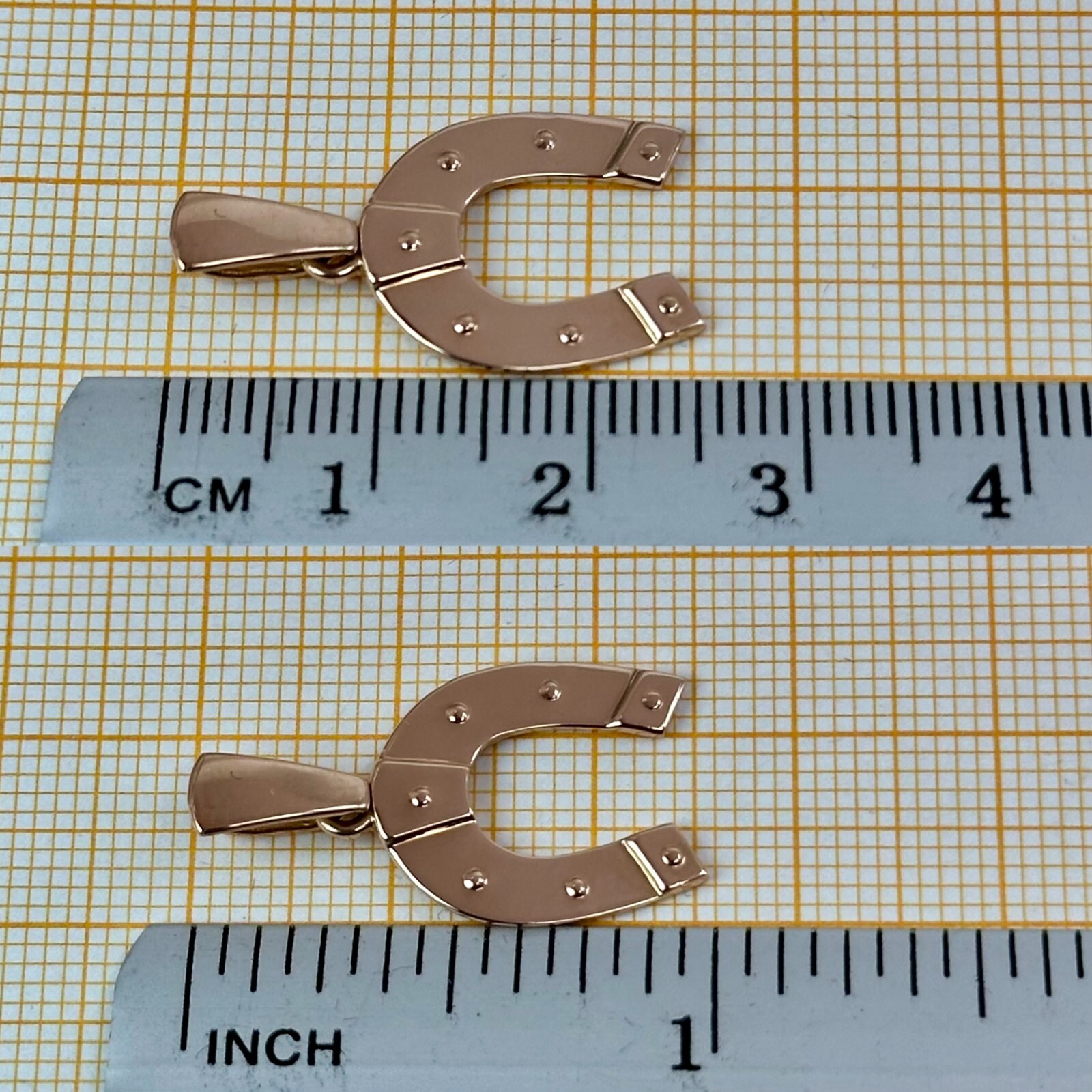Chic Vintage Original Soviet Rose Gold 583 14k Pendant “Horseshoe” 1,73 g.