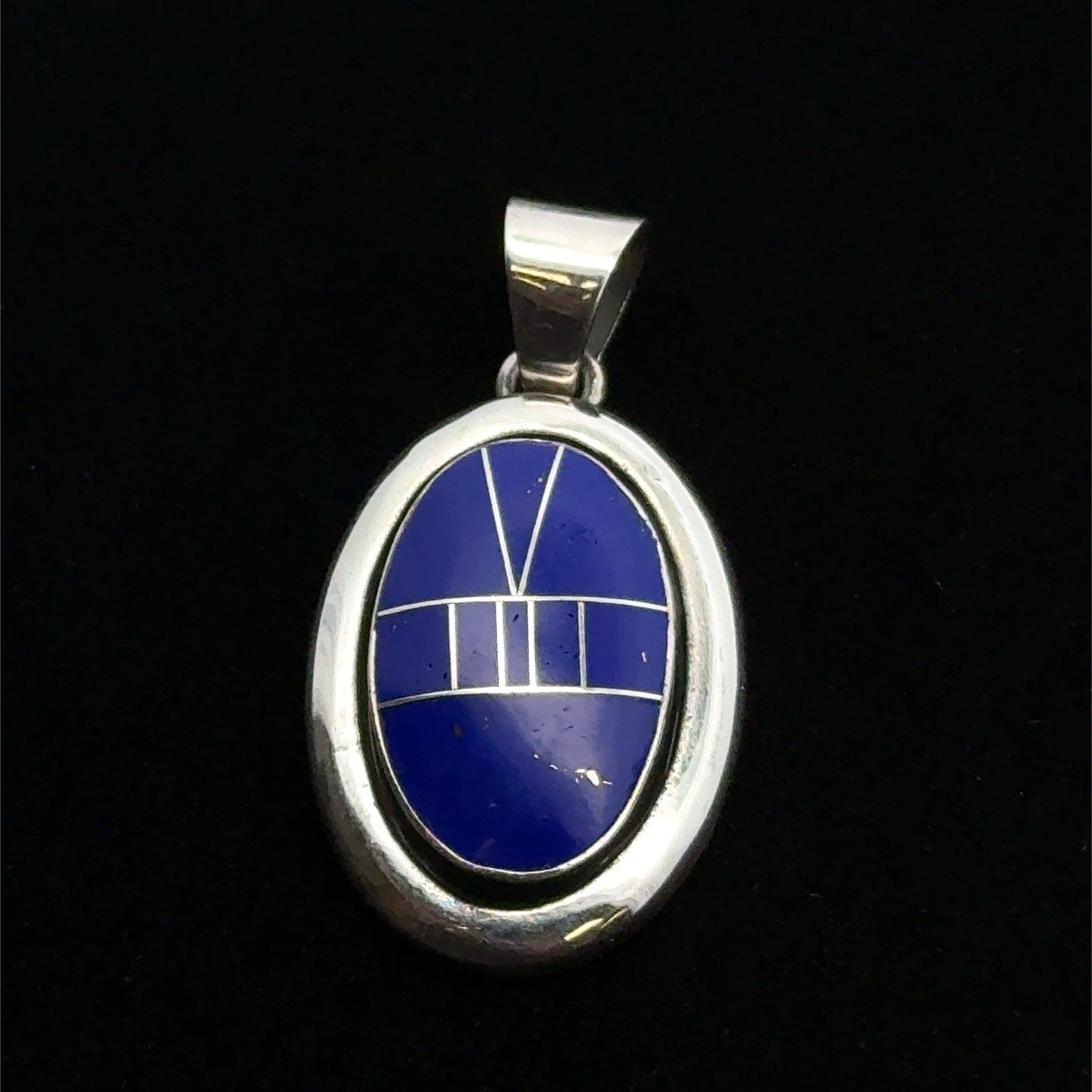 Vintage ASC 925 Sterling Silver Lapis Lazuli Channel Inlay Pendant, 6.3g, Qty. 2