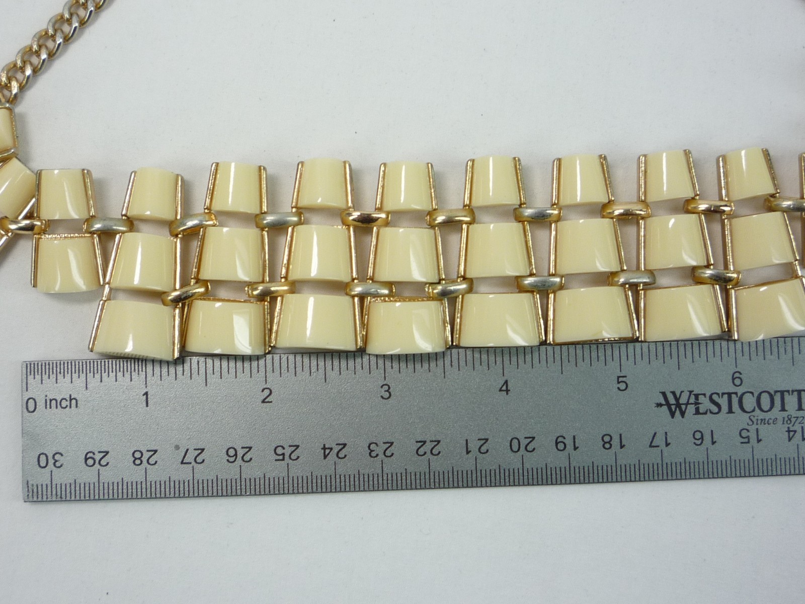 Mika Signed Statement Modernist Necklace Gold Tone USA Seller