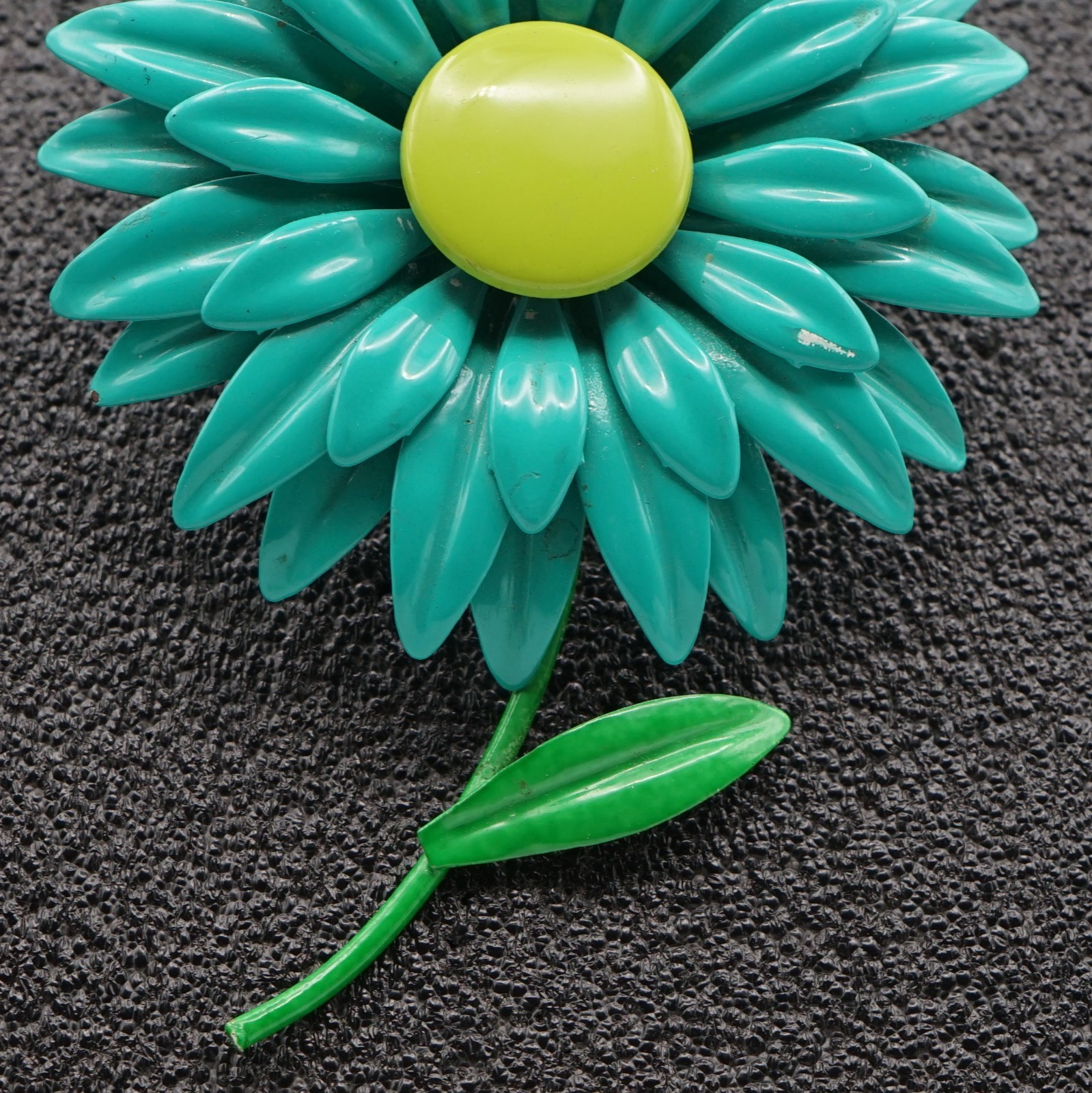 Vintage Enamel Light Green Flower Brooch: Boho Spring