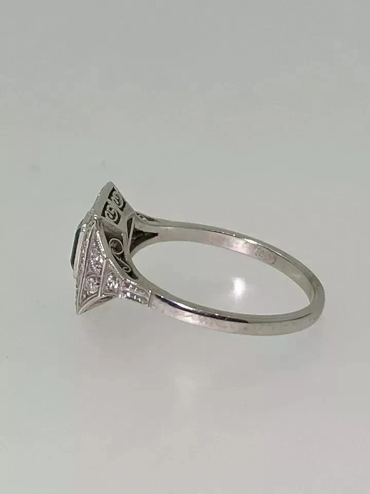 Share 4Ct Art Deco Style Green Lab Created Emerald Anniversary 14K White Gold FN