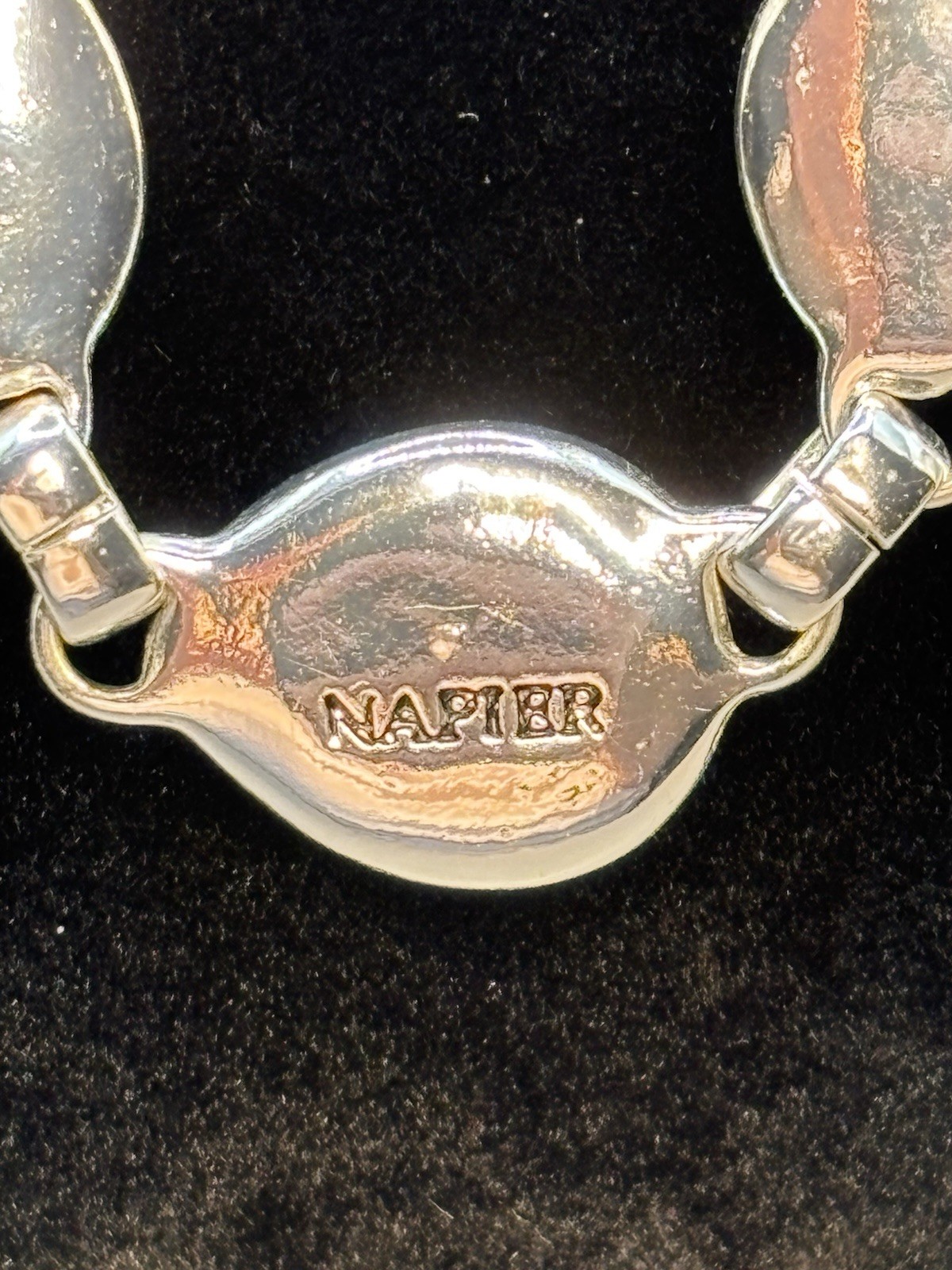 Vintage Napier Link Necklace Bracelet Cream Silver Tone
