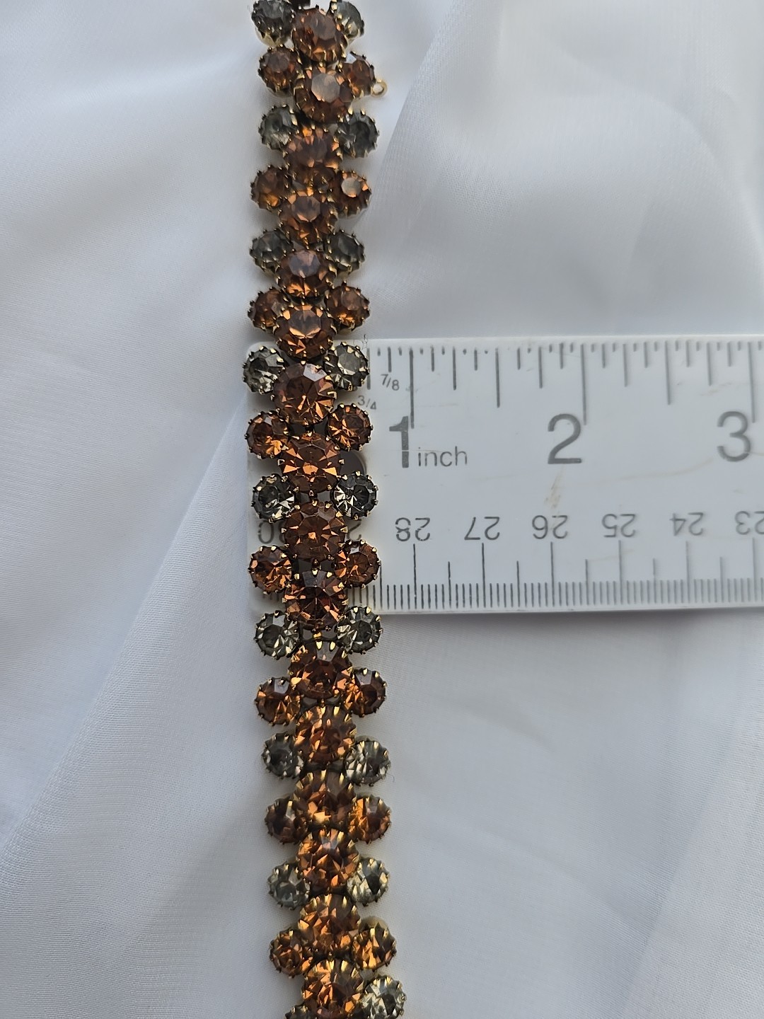 1950’s Kramer Rhinestone Set Pin Bracelet & Earrings Gray & Brown Stones
