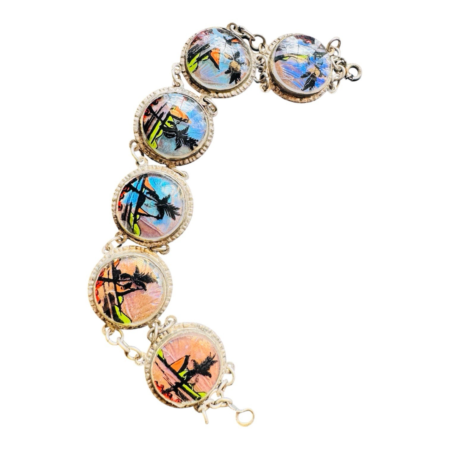 Vintage Alfano Brazil Butterfly Wing Jewelry Set Estate Find