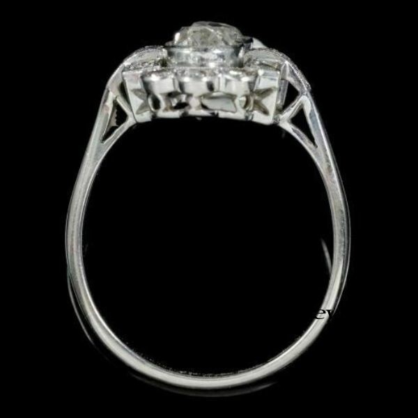 2CT Round Cut Real Moissanite Vintage Art Deco 2-Stone Ring 14K White Gold Over