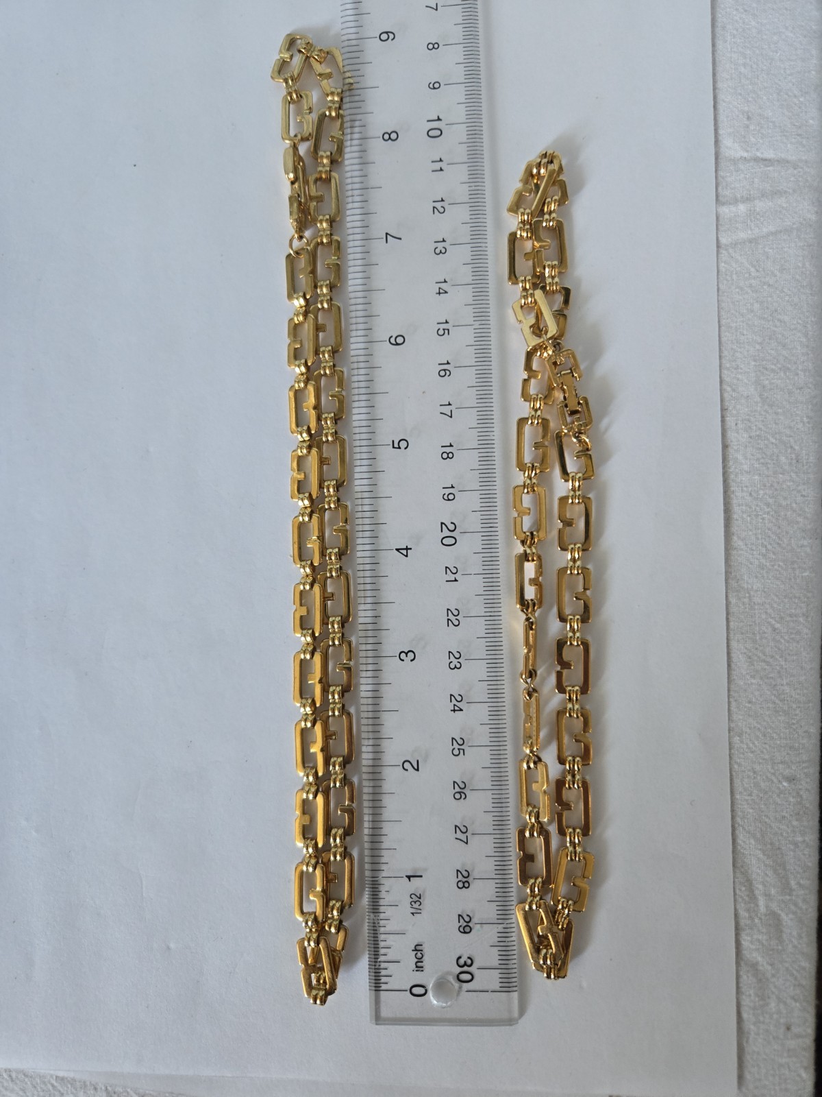 Lot Of 2 Vintage Givenchy Signed Gold Tone G Link Necklaces 16″ 18″