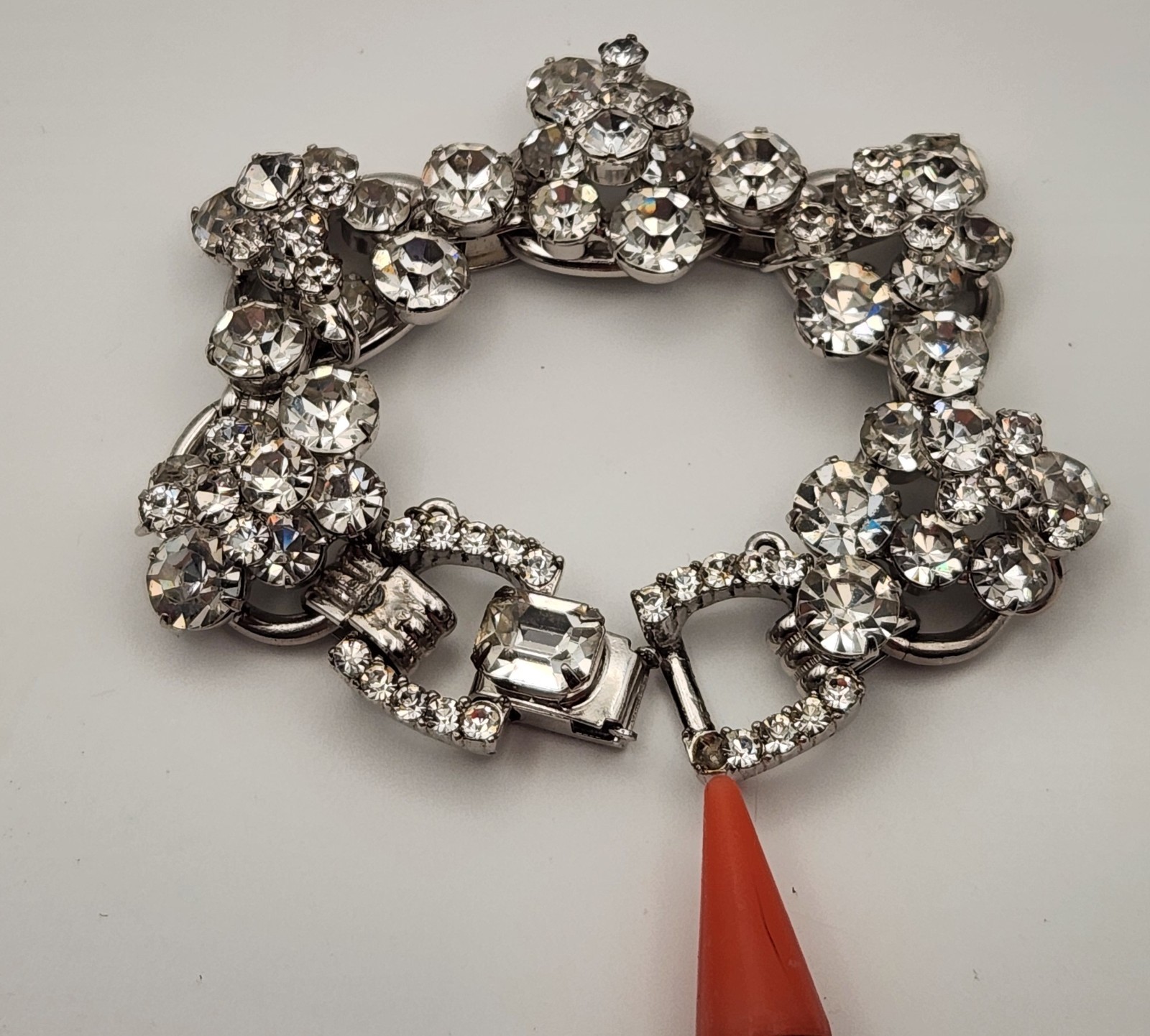 Verified Juliana D&E Ref 5757 Rhinestone Bracelet 5 Link Crystal Vintage 7″ READ
