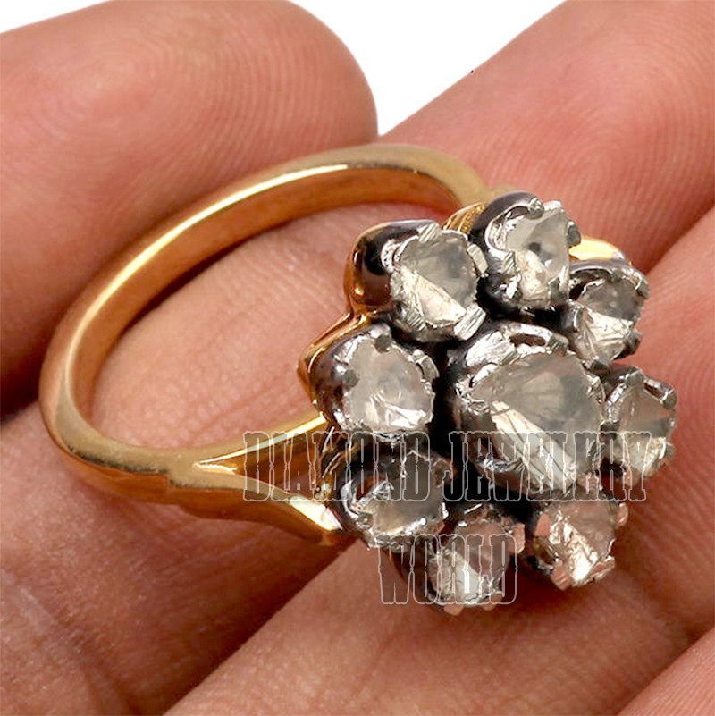 1.45ctw Genuine Old Mine Antique Cut Diamond Silver Victorian Style Ring Jewelry
