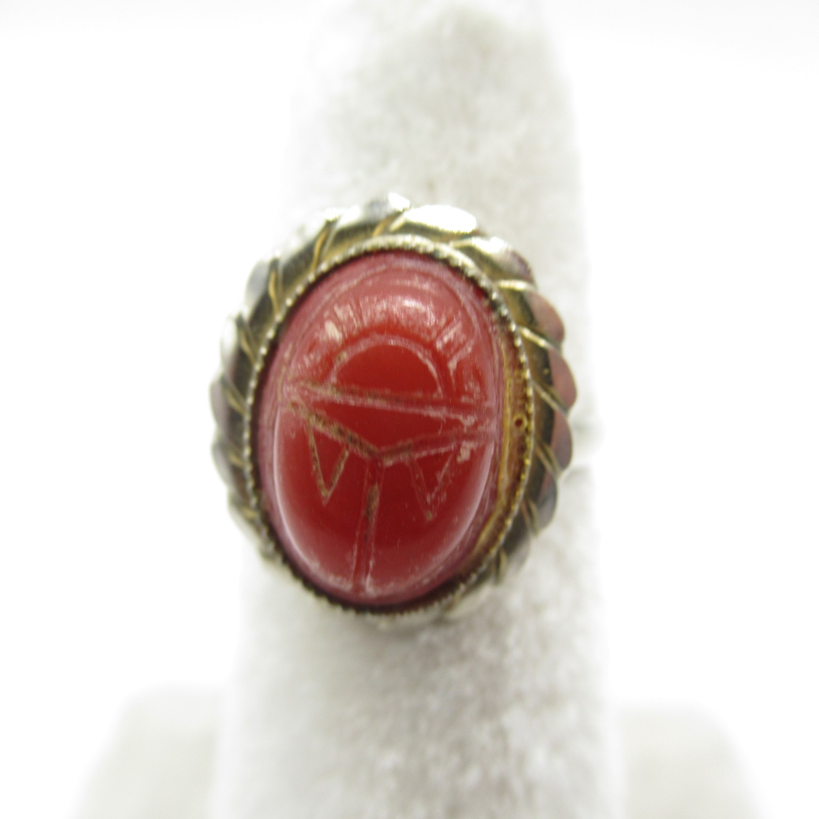 Vintage Red Scarab Ring Size 6.75 Adjustable