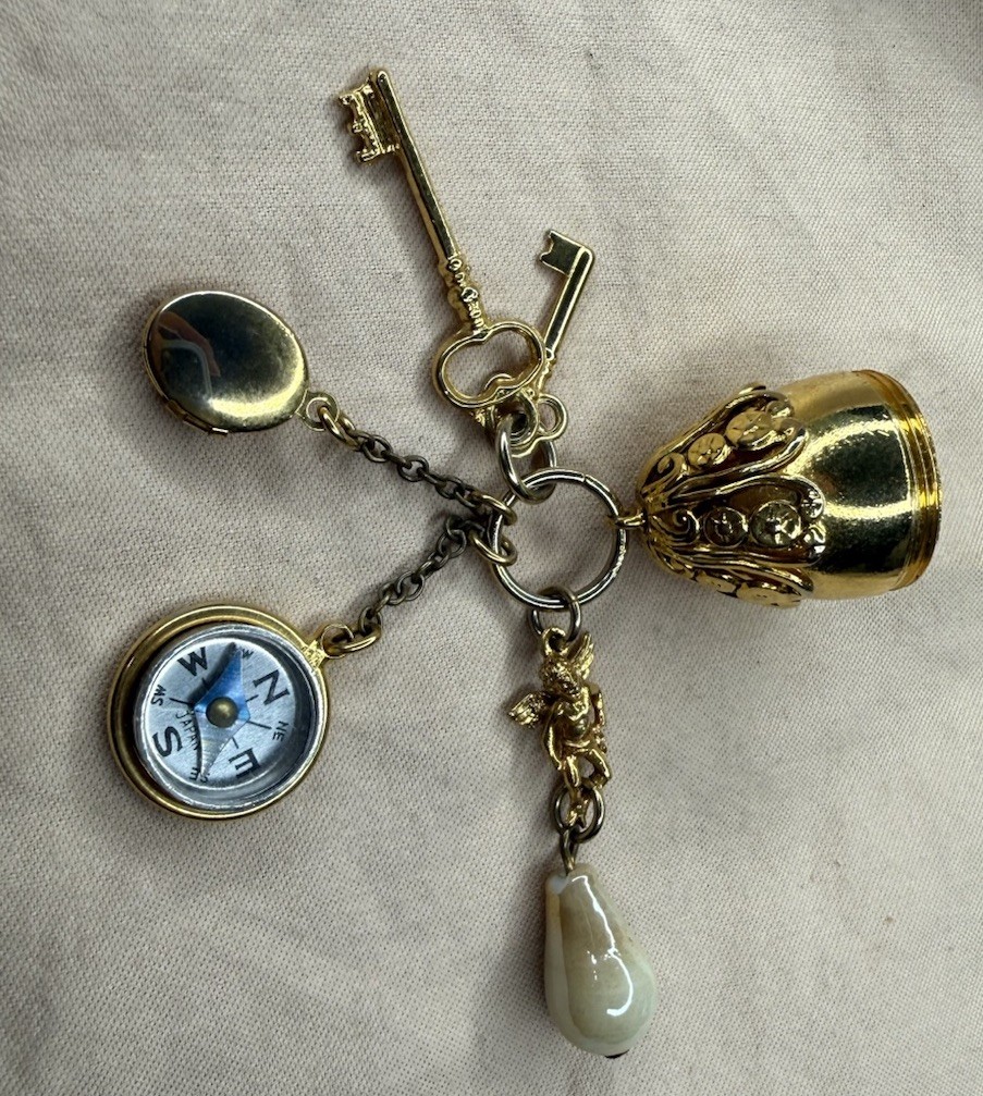 Vintage Multiple Charm Gold Tone Pendant With Some Wear On Gold Tone