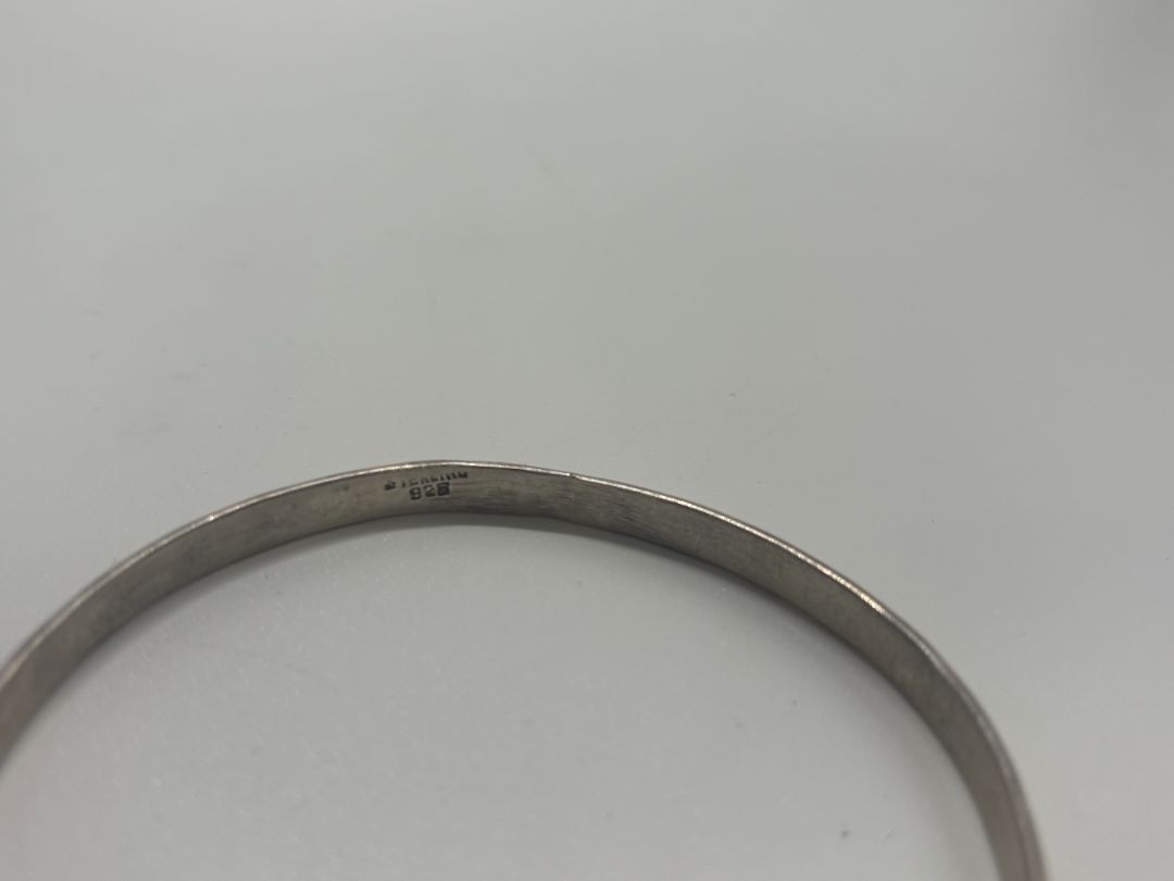 Vintage Vintage 1970s/1980s Silver-Tone Leafs & Hieroglyphic Stamped Bangle Brac