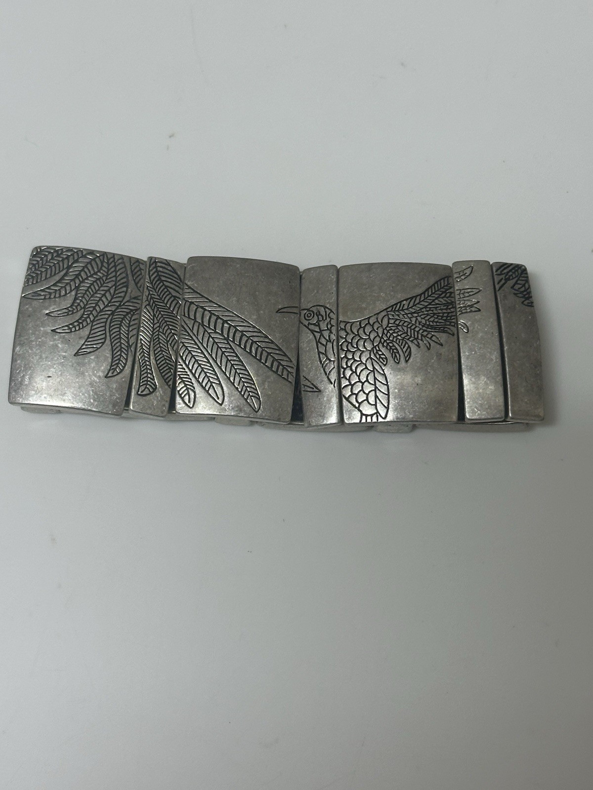 Bracelet Vintage Retro Boho Birds Feathers Stretch Silver Tone Womens Jewelry