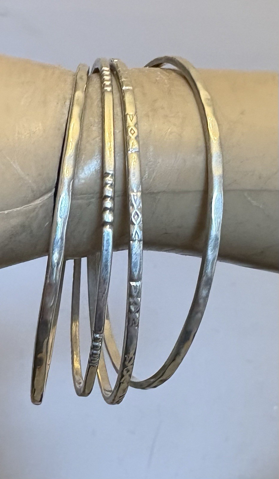 Vintage Taxco Sterling Silver Bangle Set 4 Handmade 925 Mexico Stackable