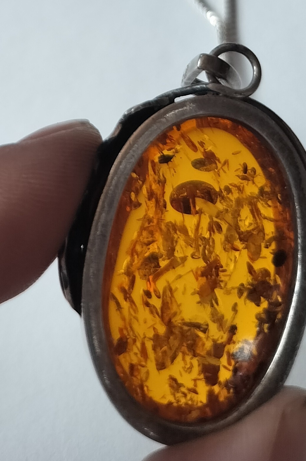 Vintage Large Baltic Amber Antiqued Sterling Silver Large Pendant, Substantial