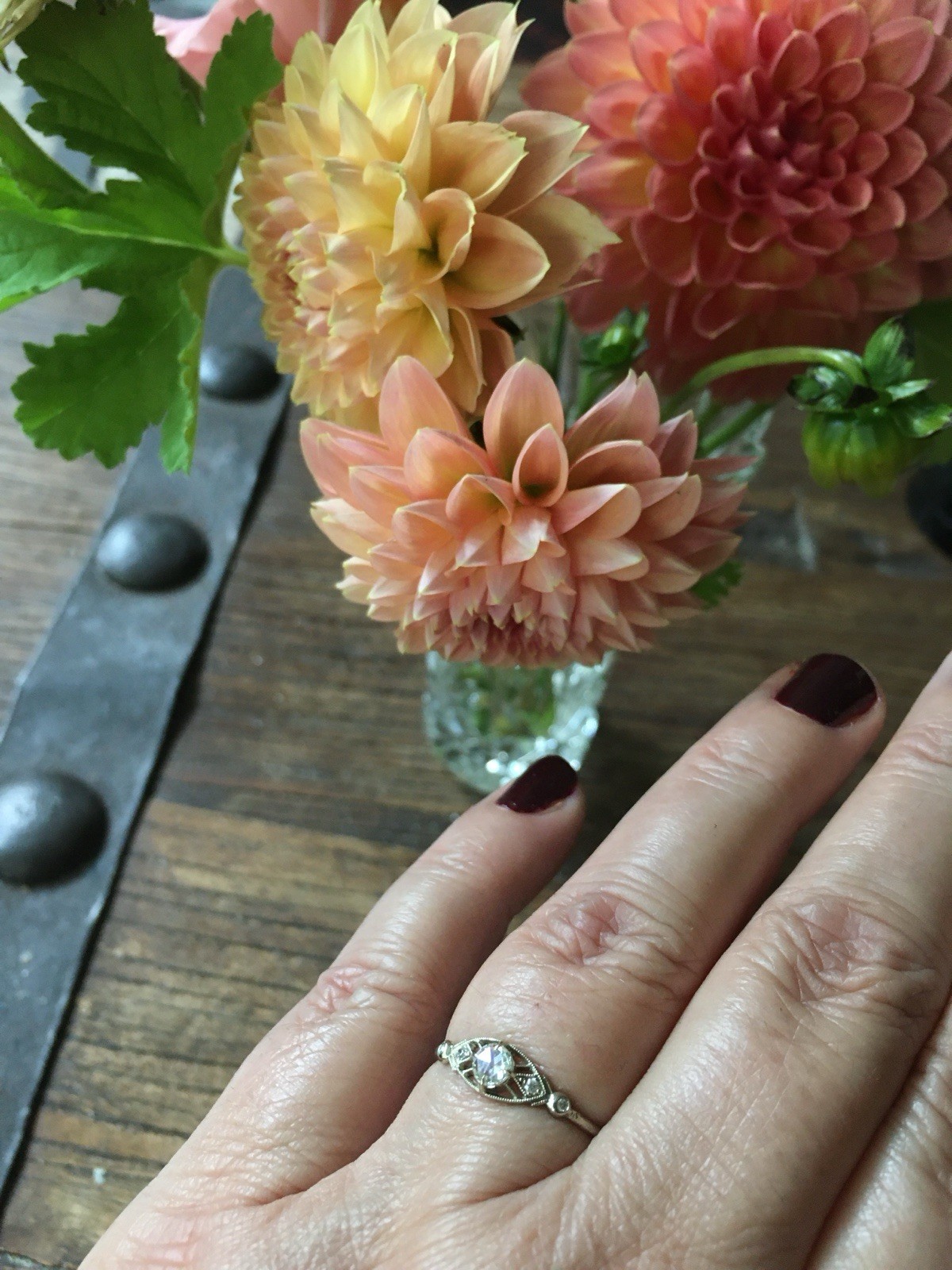 DMD Metal Isadora Ring/with 4mm White Rose Cut Diamond