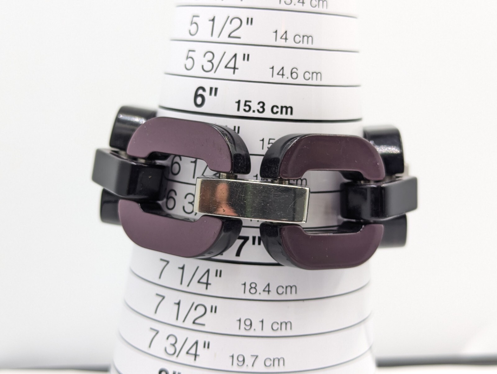 BRENNER DEROME France Chunky Modern Style Acetate PURPLE Link Bracelet U020