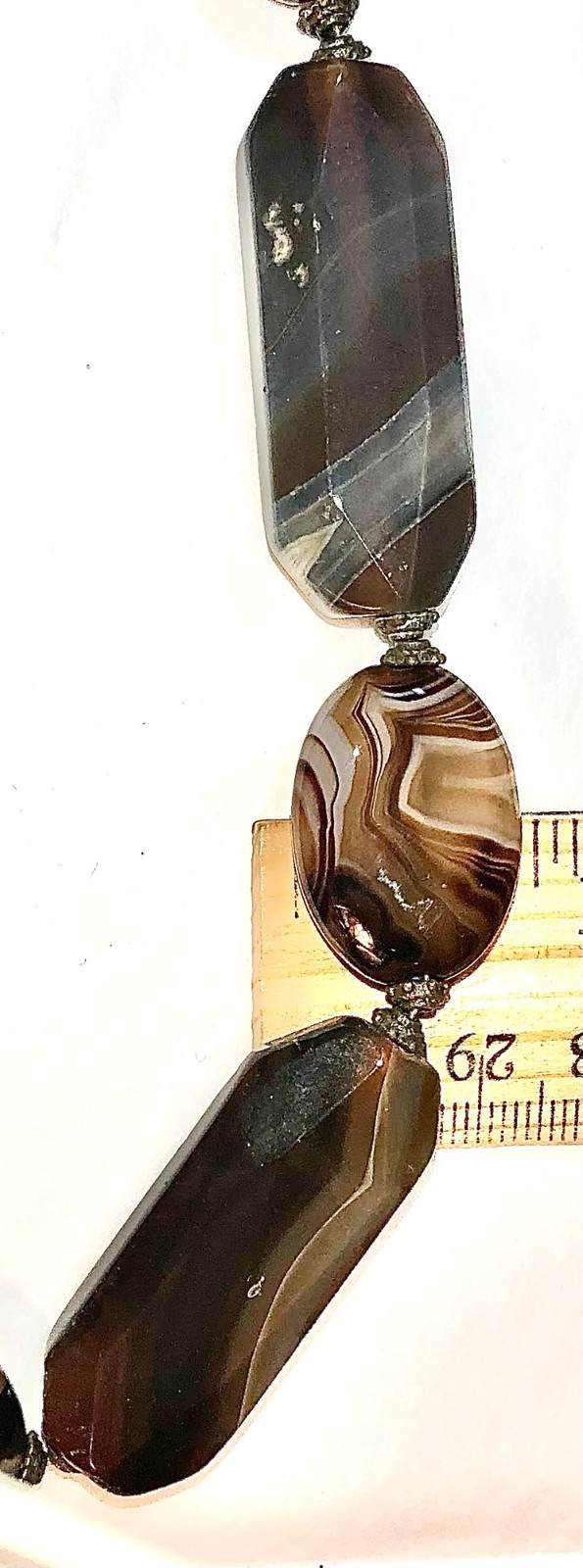 Antique Scottish Banded Agate Necklace Natural Stone Victorian Vtg Antique 22”