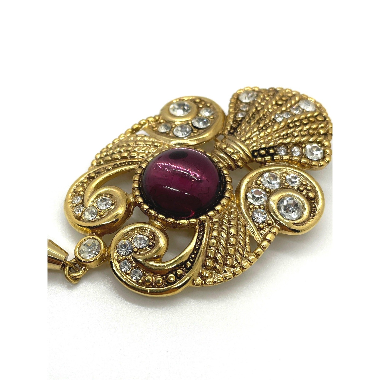 JEFF LIEB Faux Amethyst Dangle Brooch