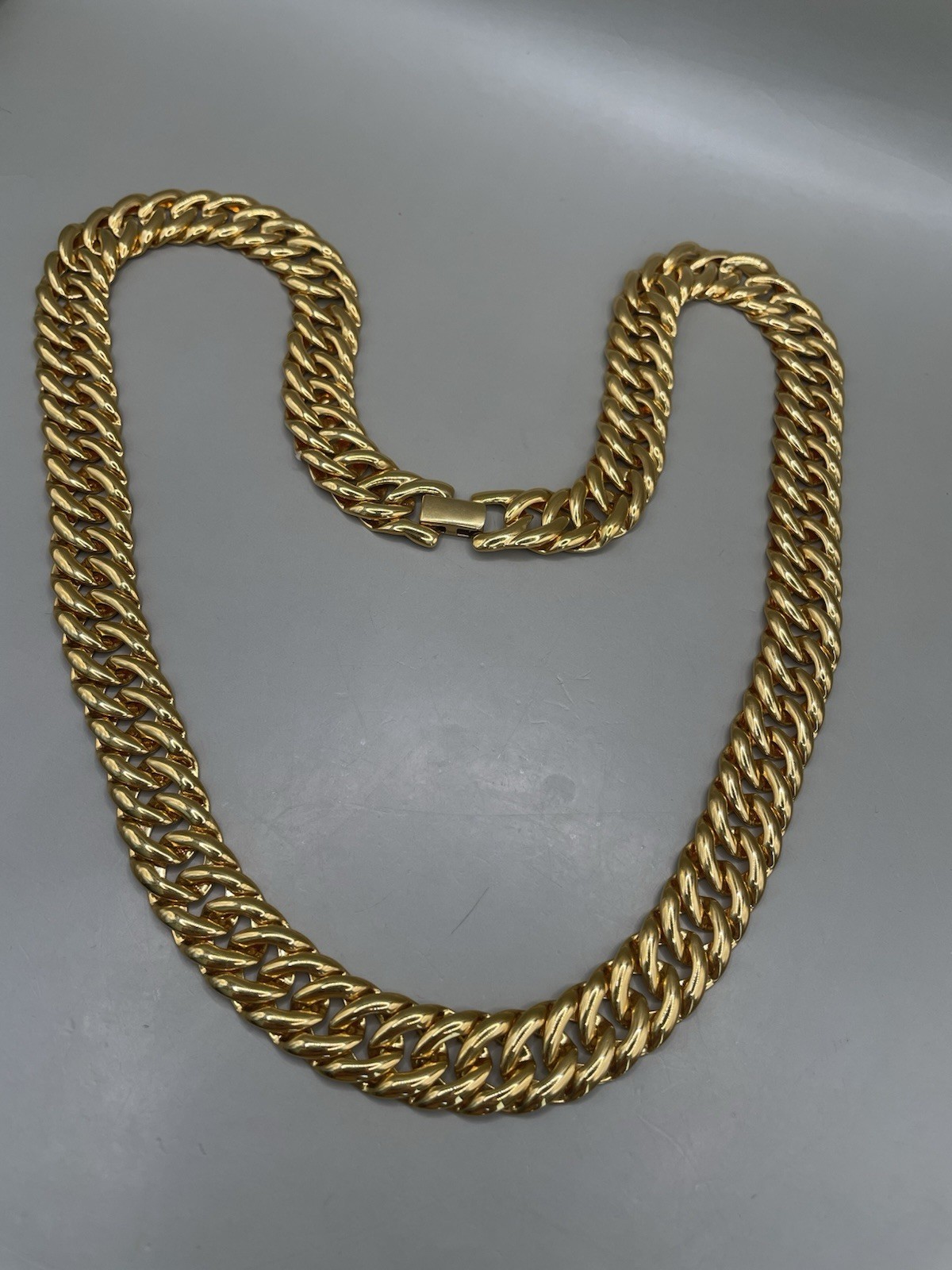 Vintage Signed NAPIER GoldTone 24.25” Flat Chain Statement Necklace
