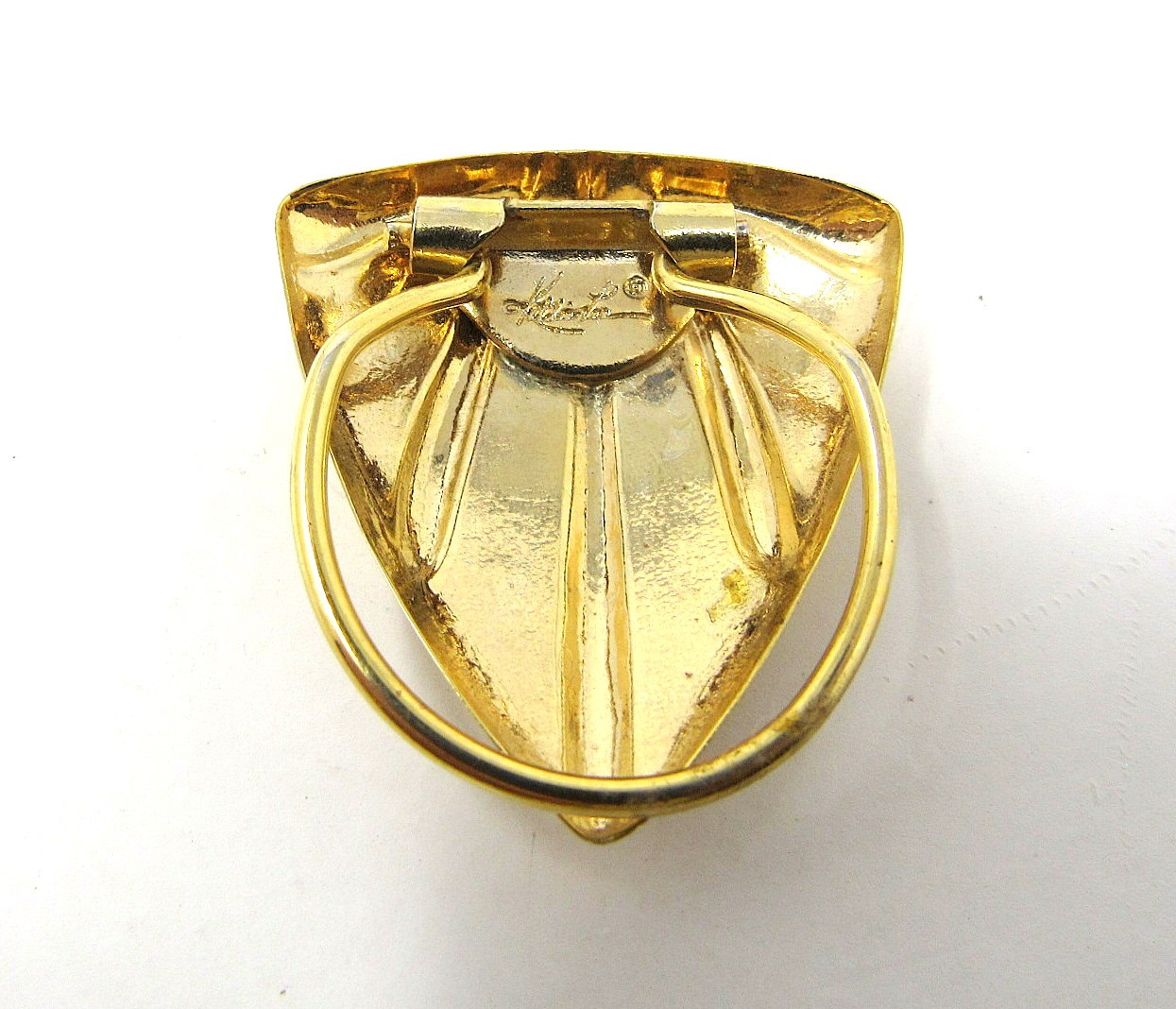 Kathie Lee Scarf Holder Clip Triangle Gold Tone Slide Dressy New US Seller sl