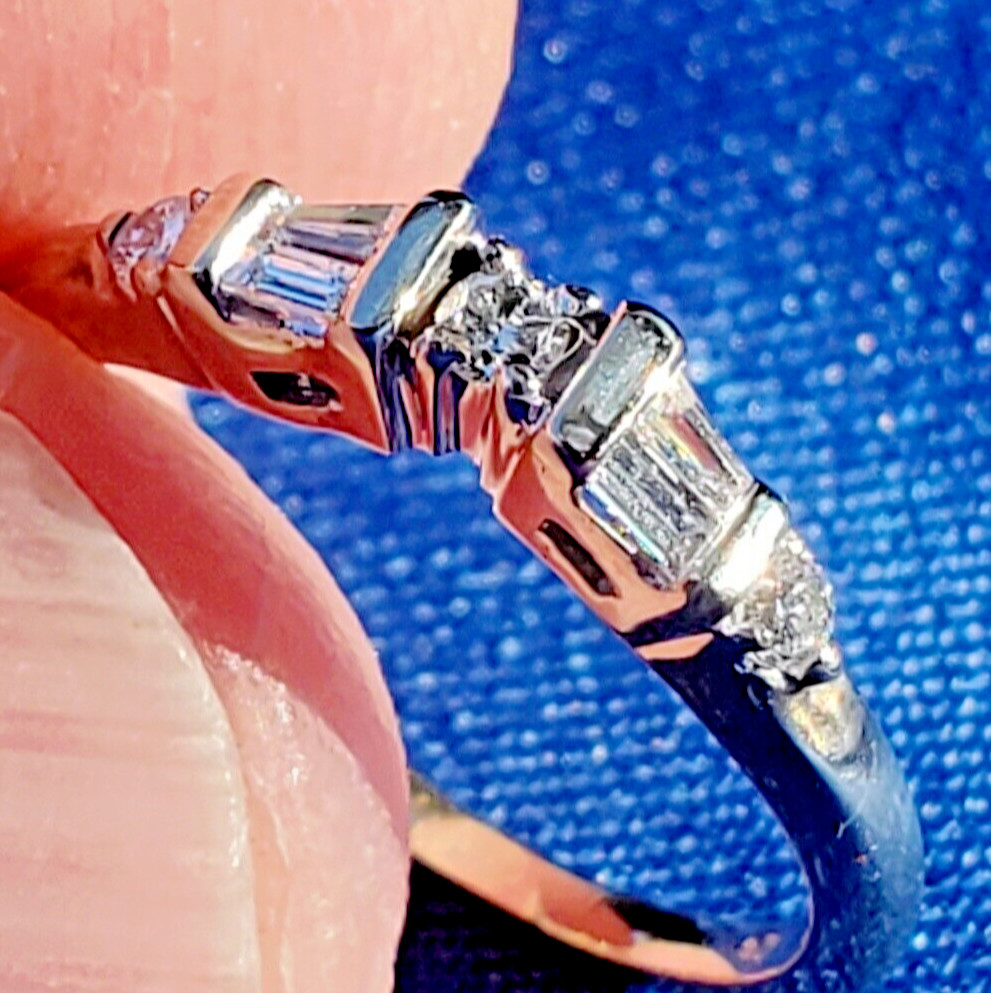 Original EARTH MINED DIAMOND Wedding Band Stack Design 14K WHITE GOLD Ring Guard