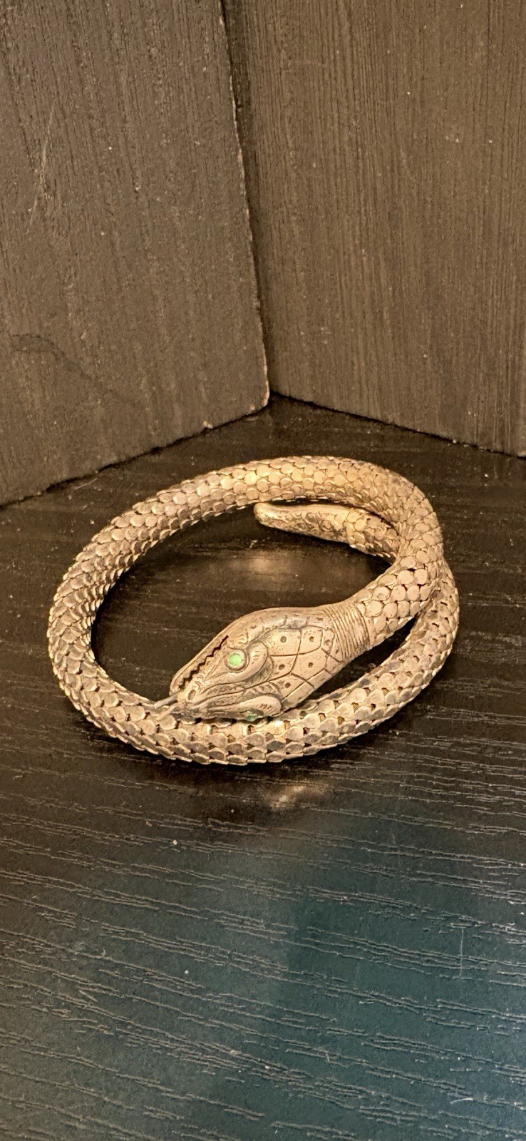 whiting & davis bracelet snake serpent sterling wrap mesh adjusts nice patina