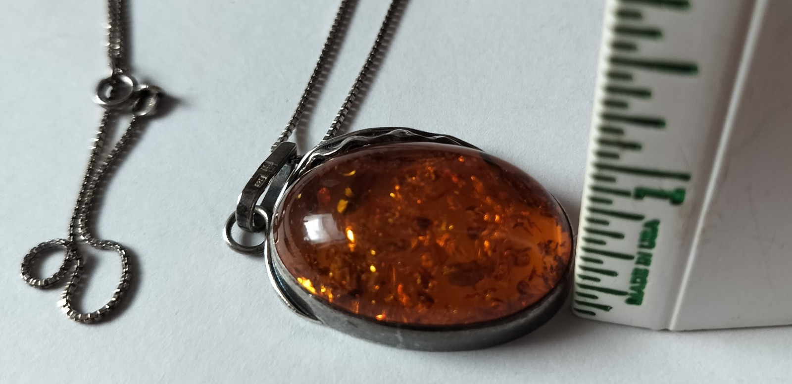 Vintage Large Baltic Amber Antiqued Sterling Silver Large Pendant, Substantial